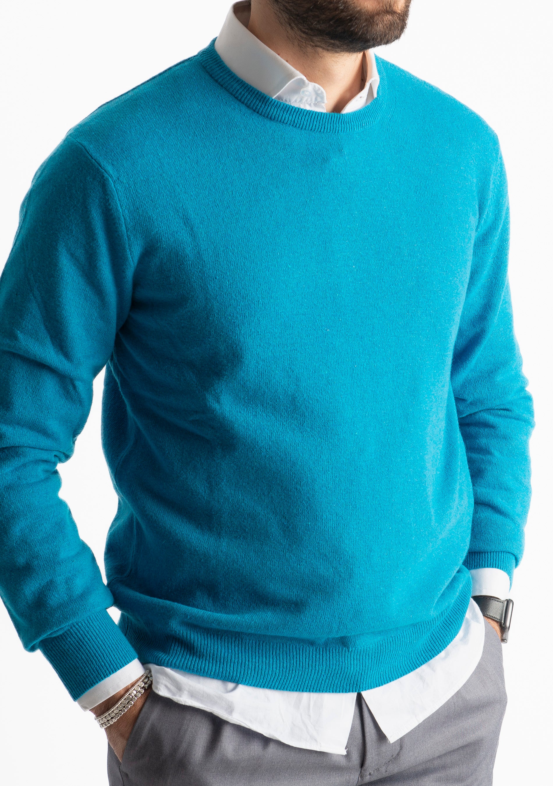 Maglioncino Misto Cashmere Ottanio