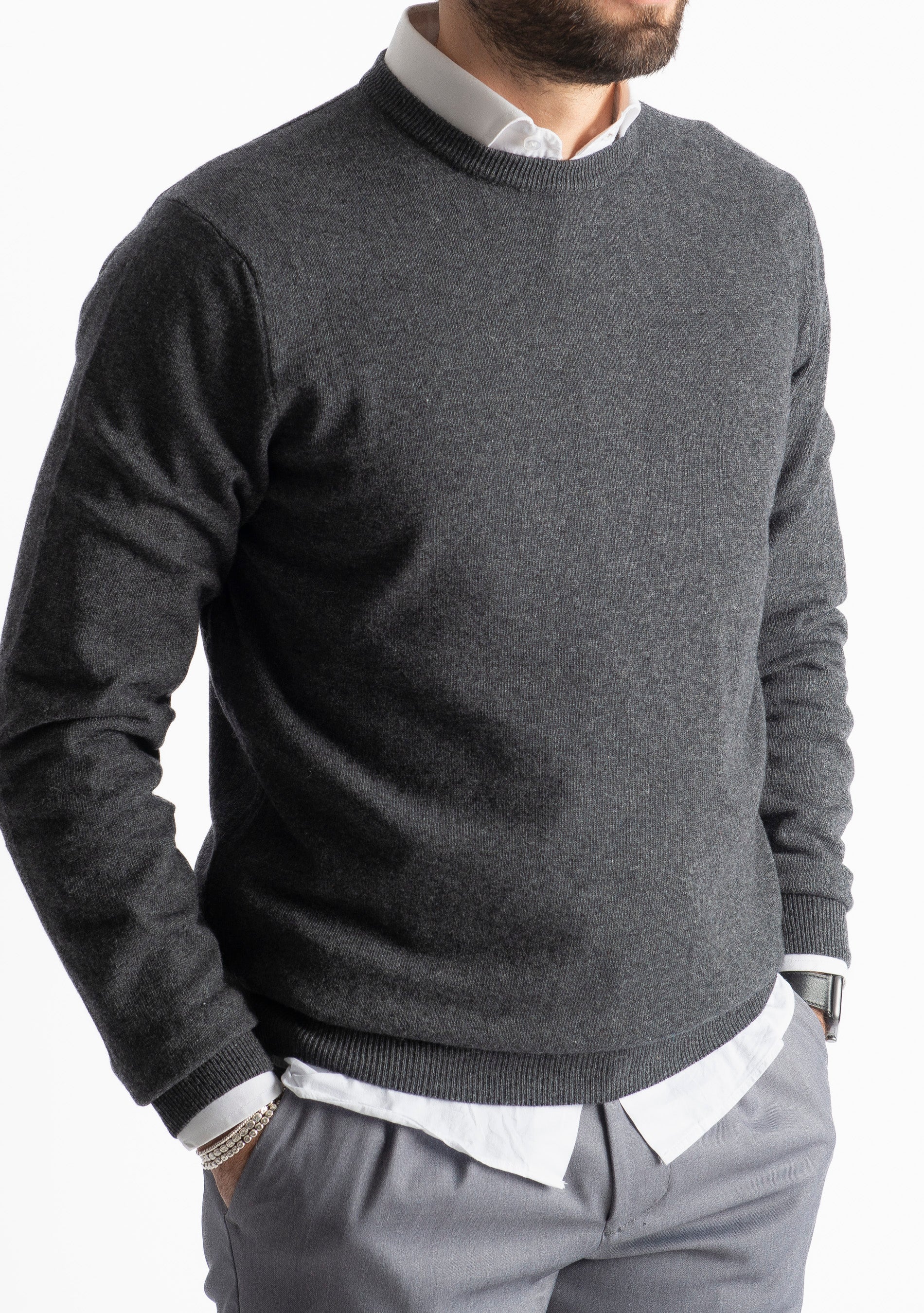 Maglioncino Misto Cashmere Grigio Antracite