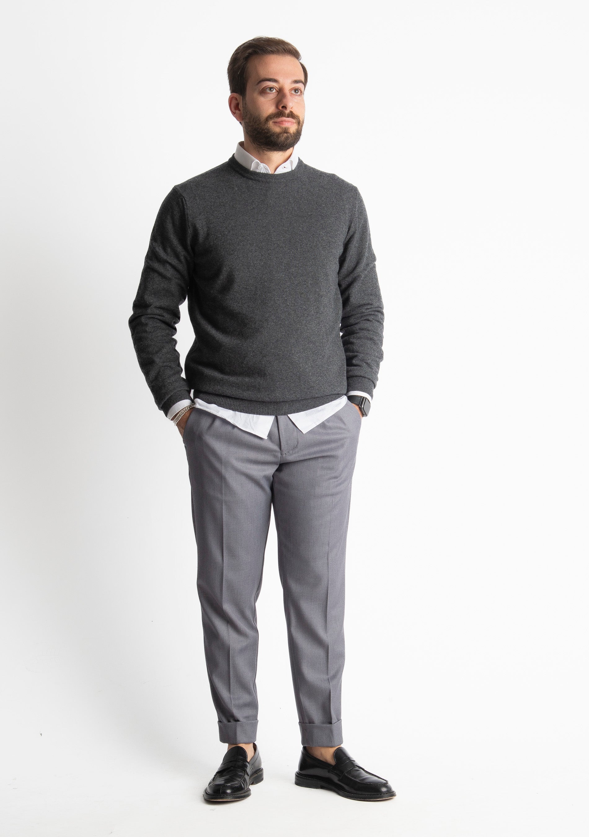 Maglioncino Misto Cashmere Grigio Antracite