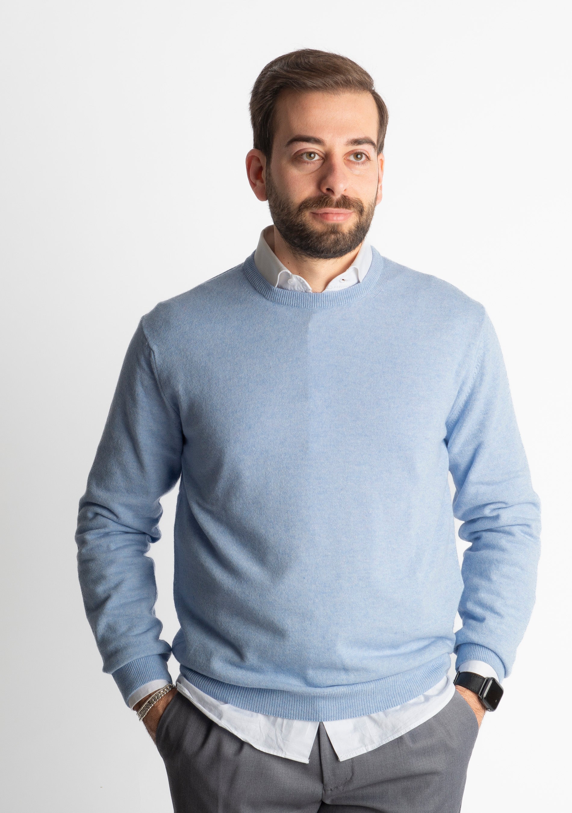 Maglioncino Misto Cashmere Celeste