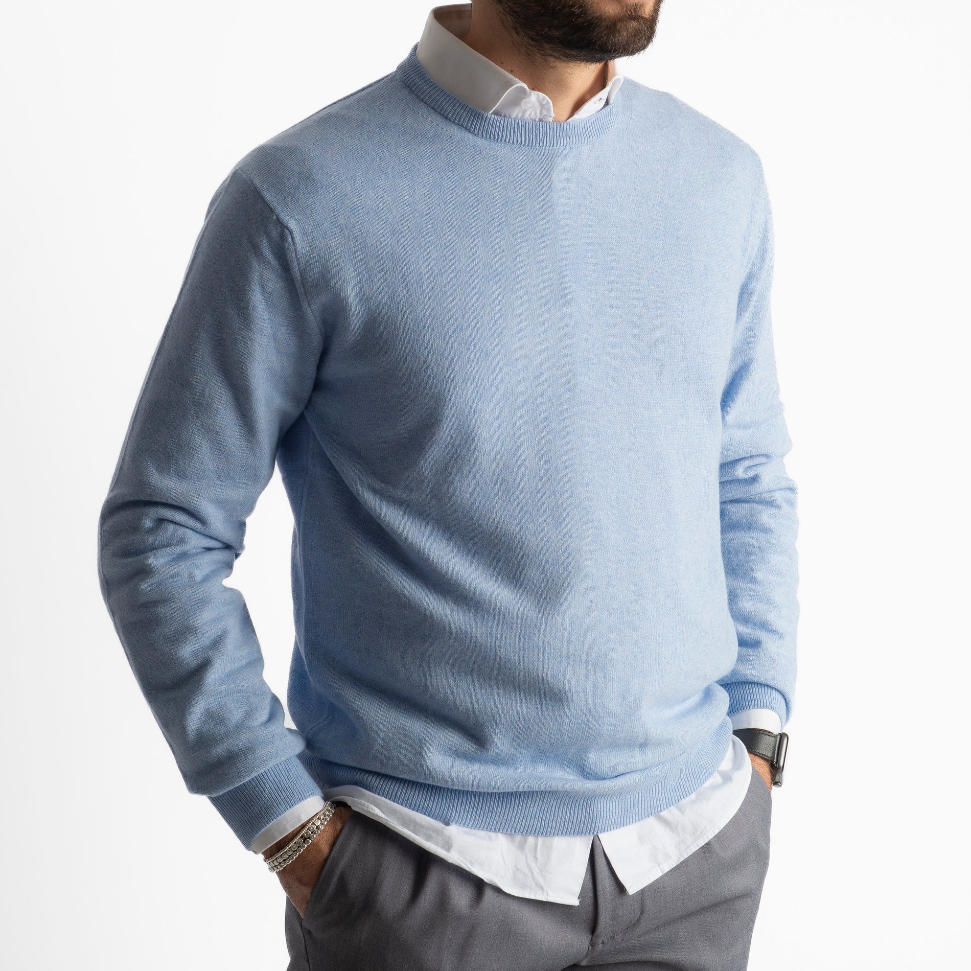 Maglioncino Misto Cashmere Celeste