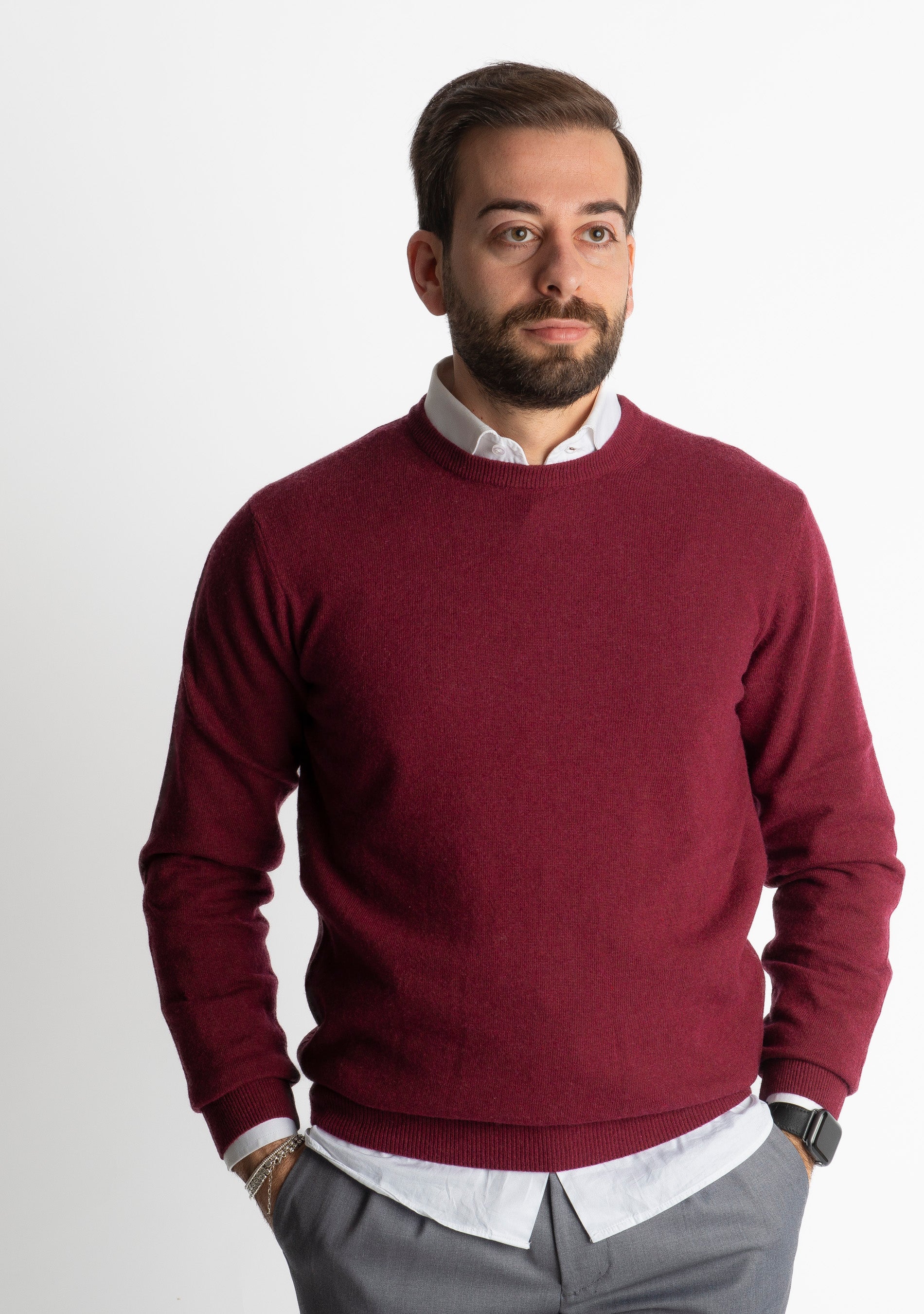 Maglioncino Misto Cashmere Bordeaux