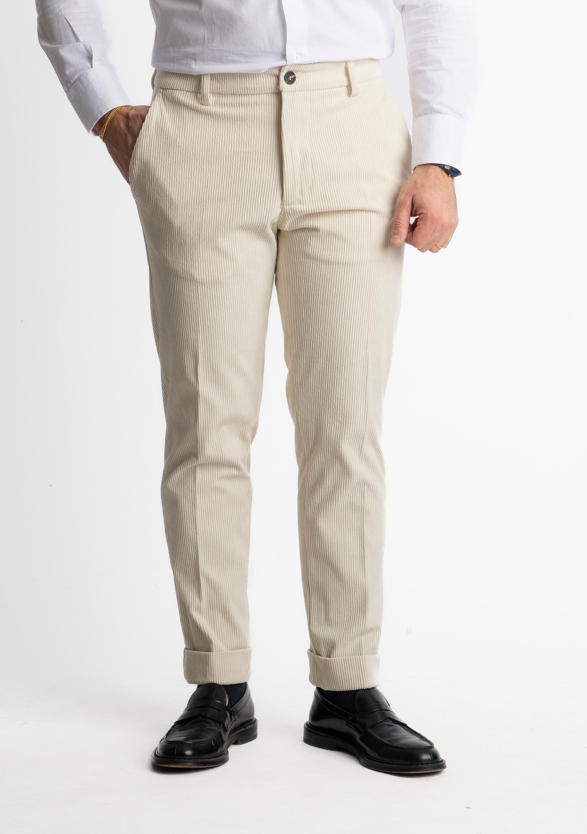 Pantalone Napoli In Velluto Panna