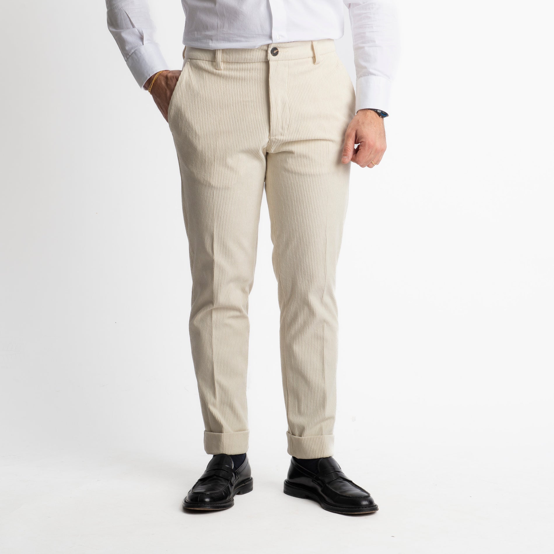 Pantalone Napoli In Velluto Panna