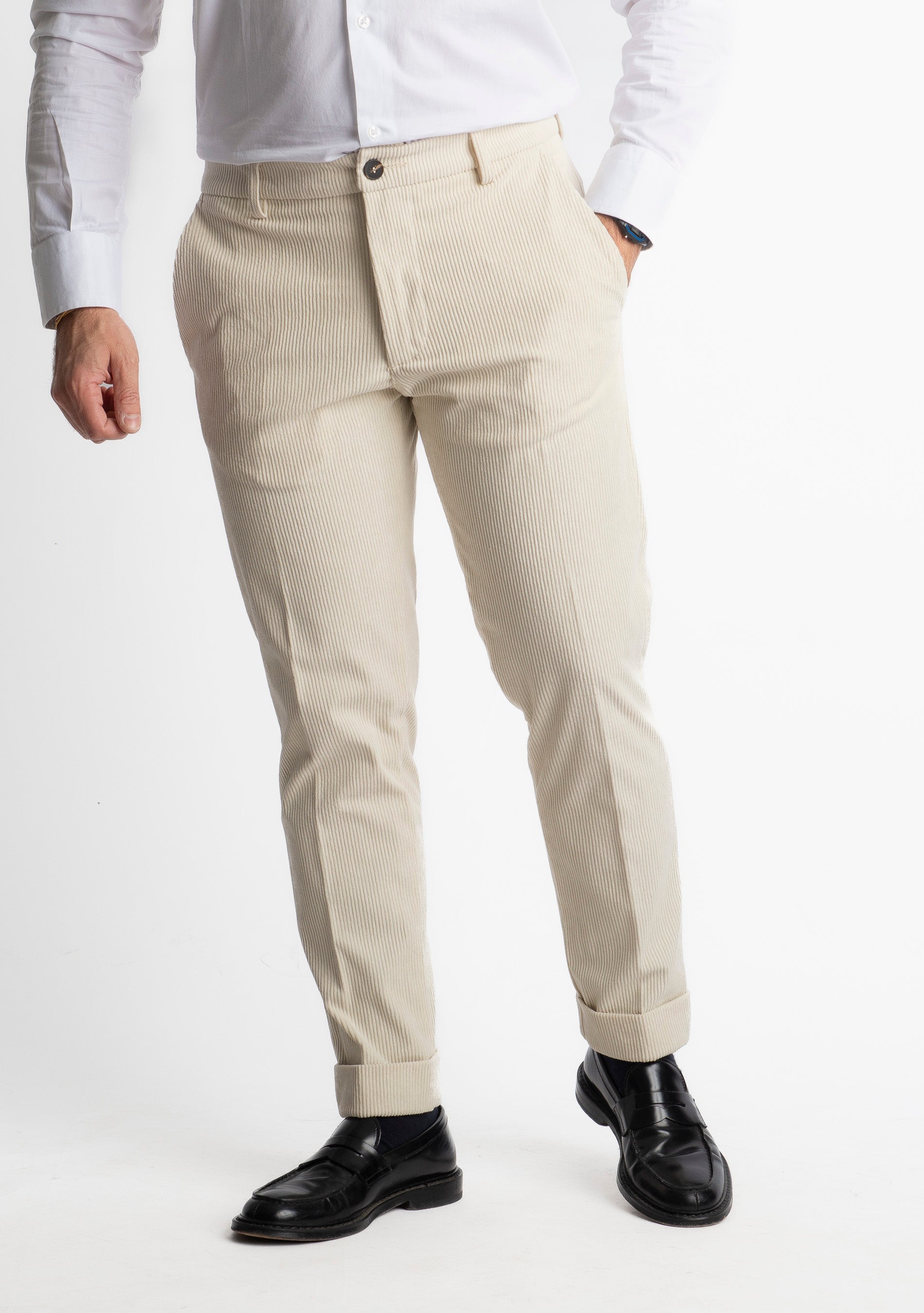 Pantalone Napoli In Velluto Panna