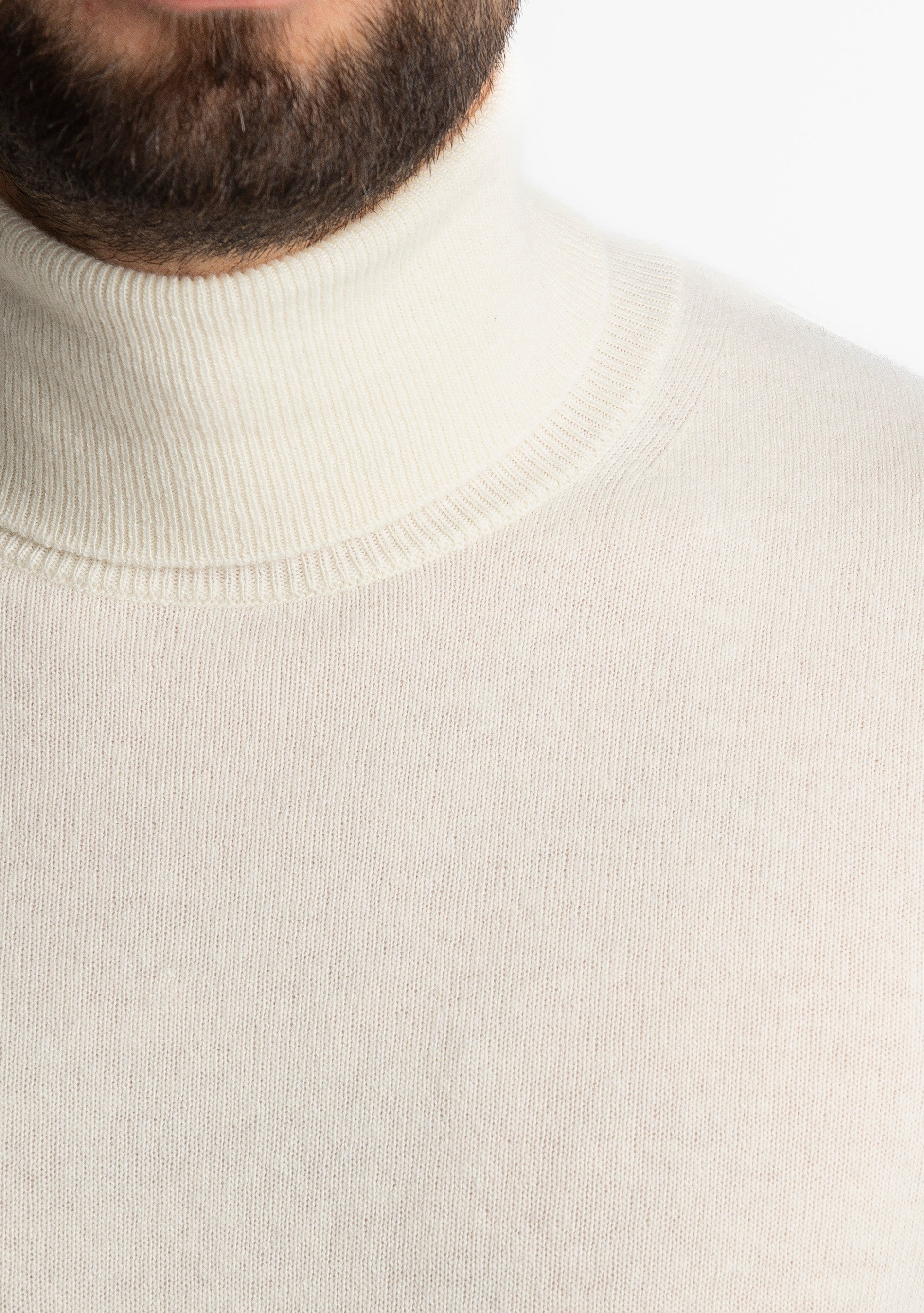 Maglioncino Collo Alto Misto Cashmere Panna