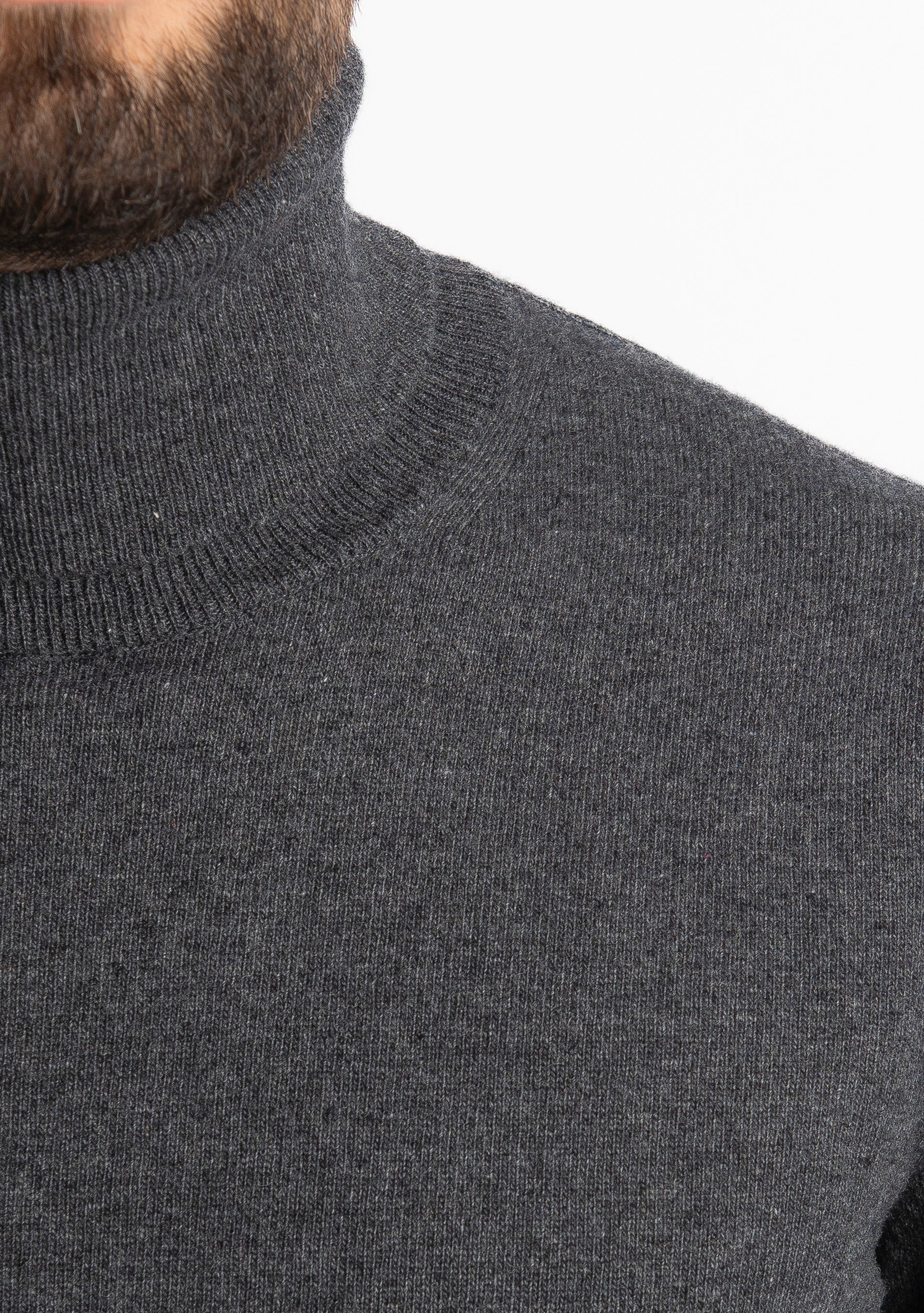 Maglioncino Collo Alto Misto Cashmere Grigio Antracite