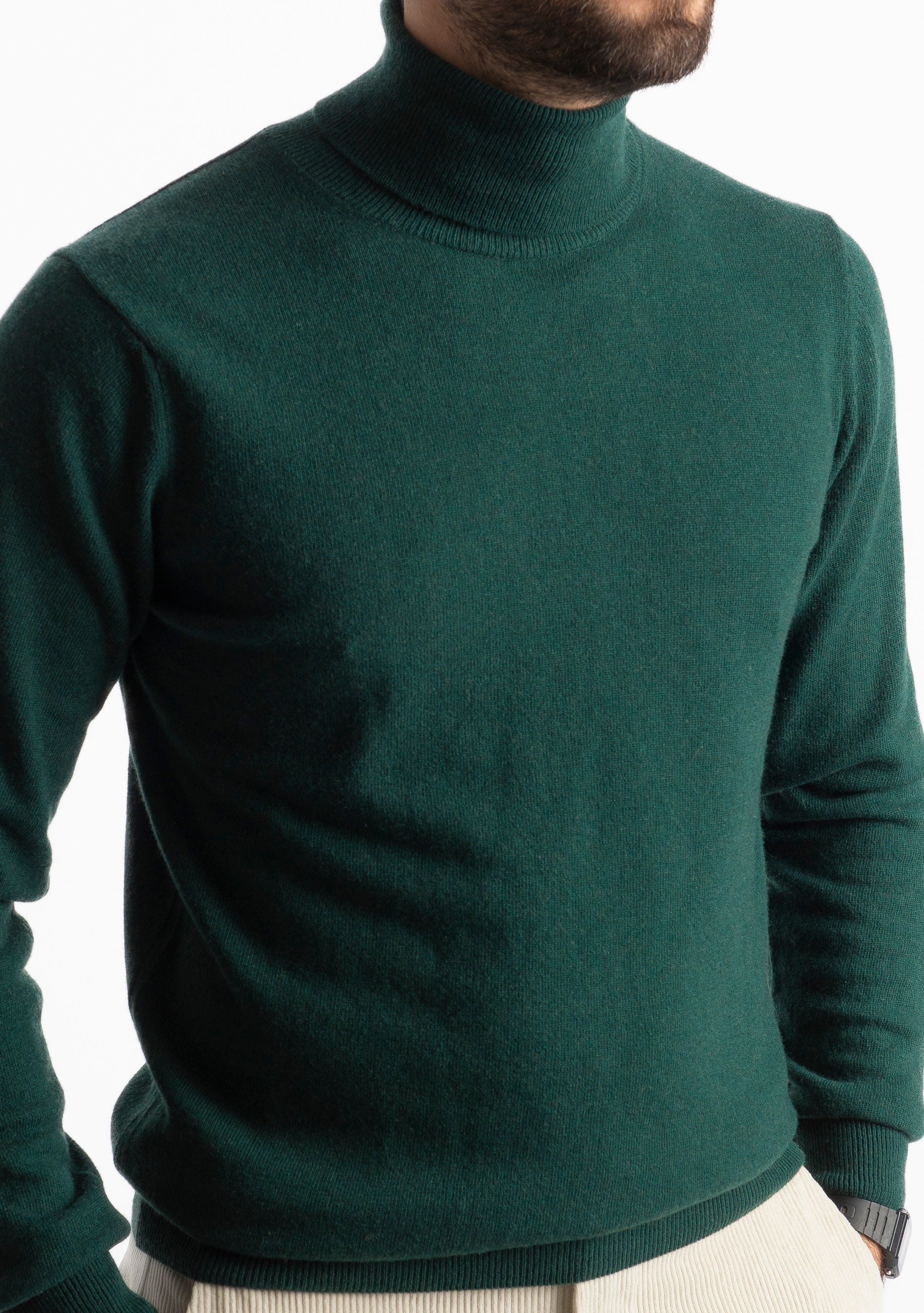 Maglioncino Collo Alto Misto Cashmere Verde Loden