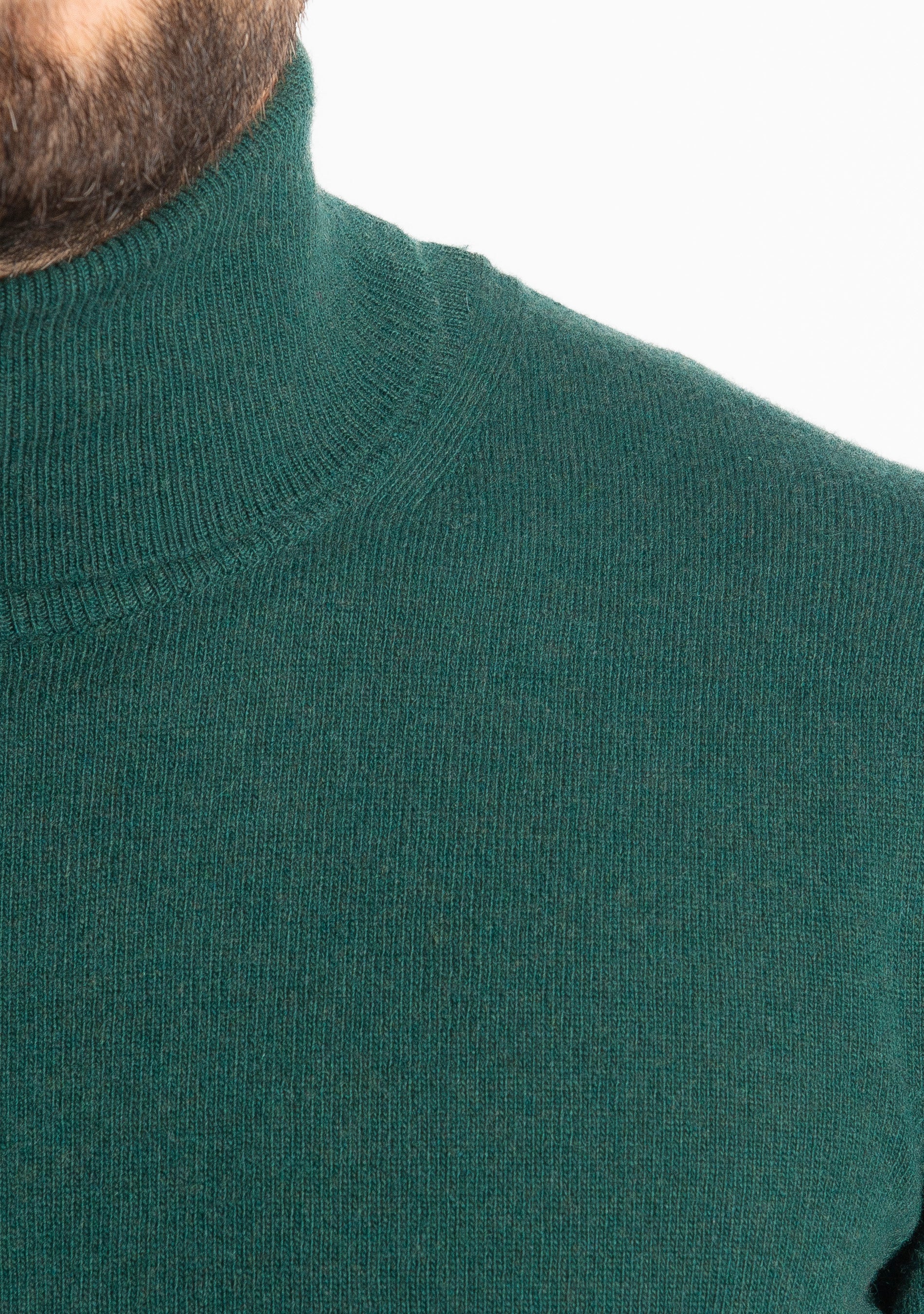 Maglioncino Collo Alto Misto Cashmere Verde Loden