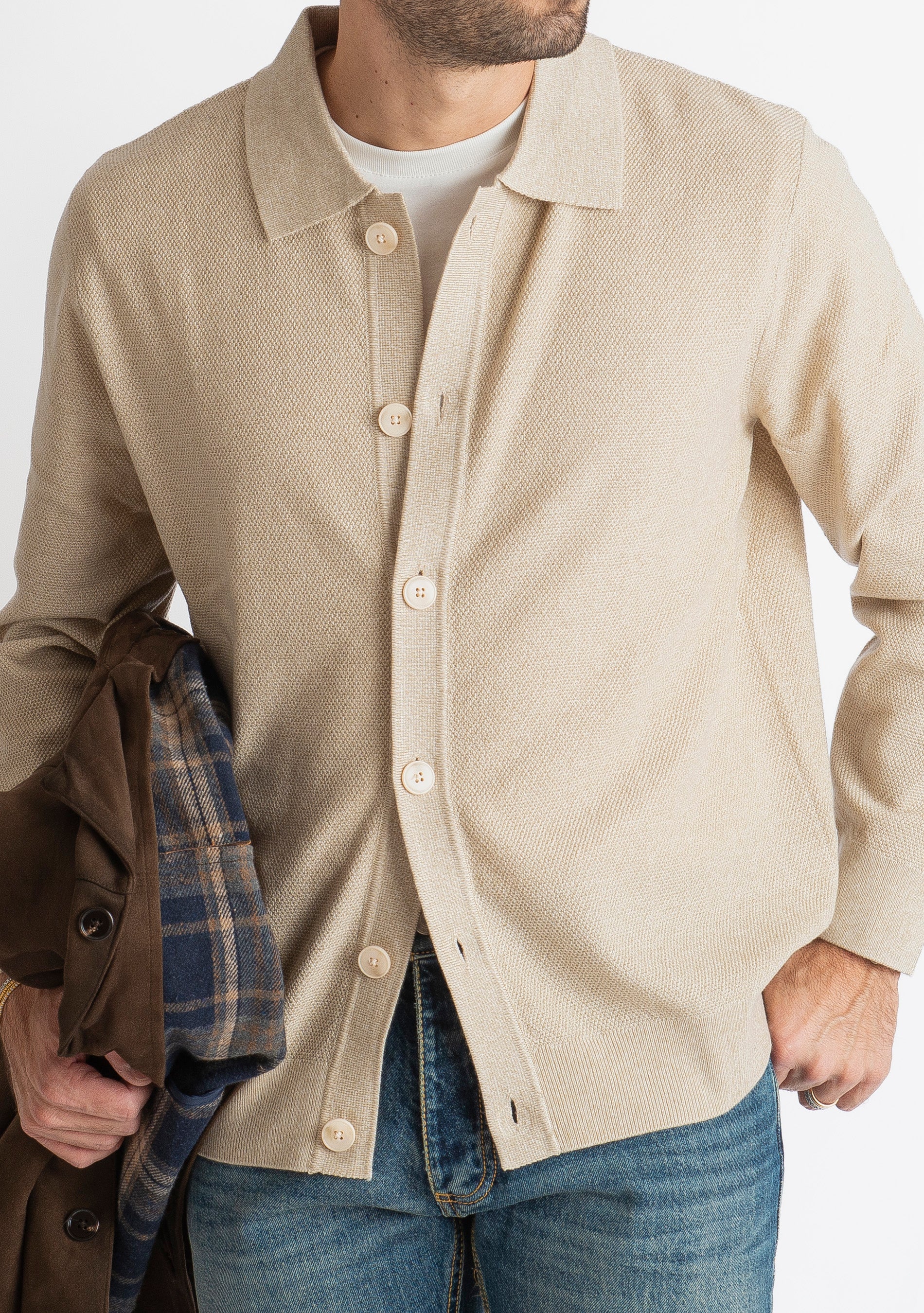 Cardigan con Bottoni Malaga Beige