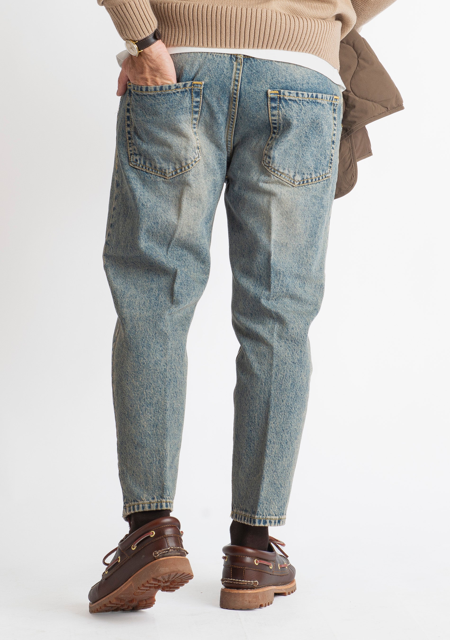 Jeans Carrot Fit Sabbiato - Cotone Mercerizzato