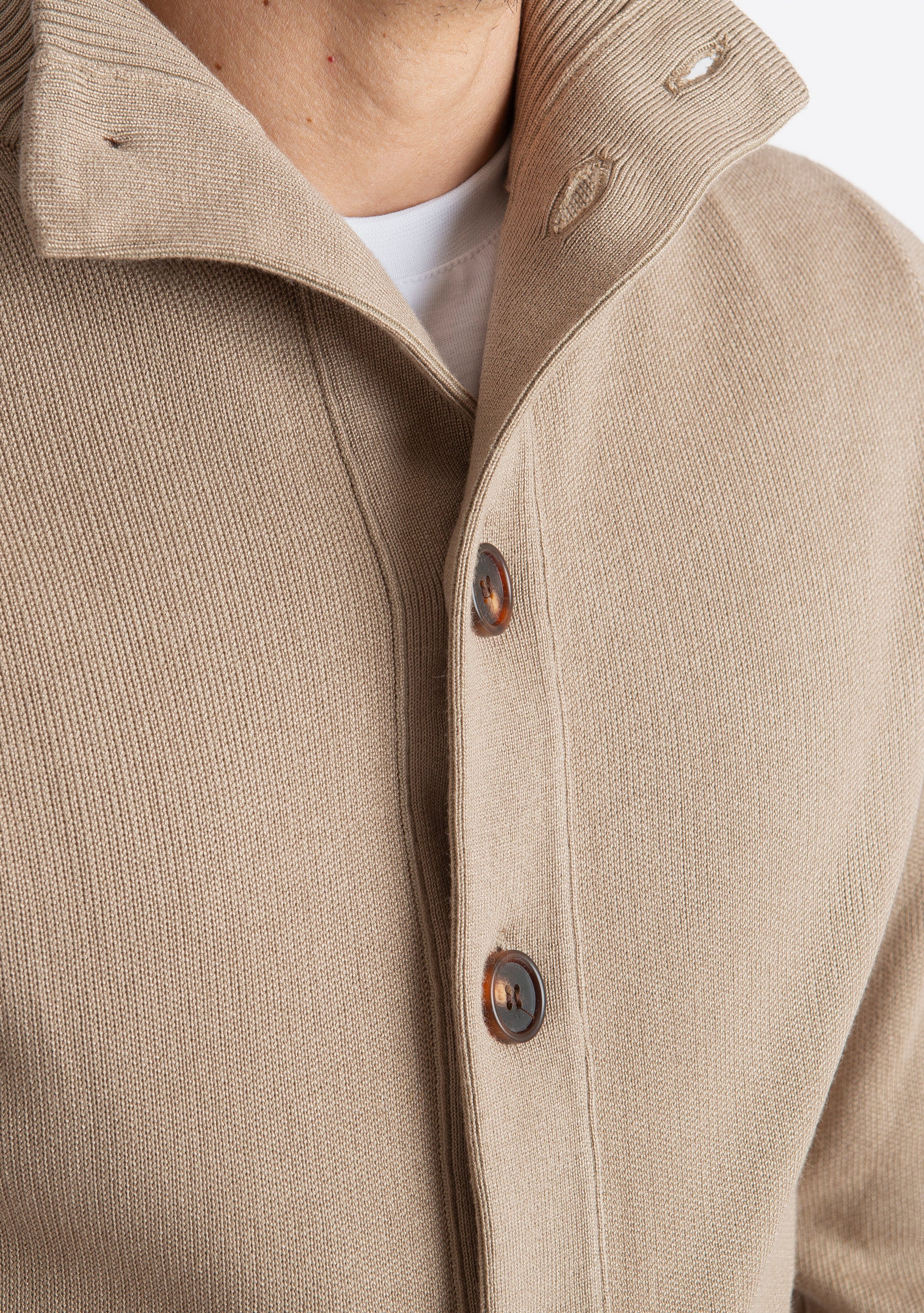 Cardigan con Bottoni Beige