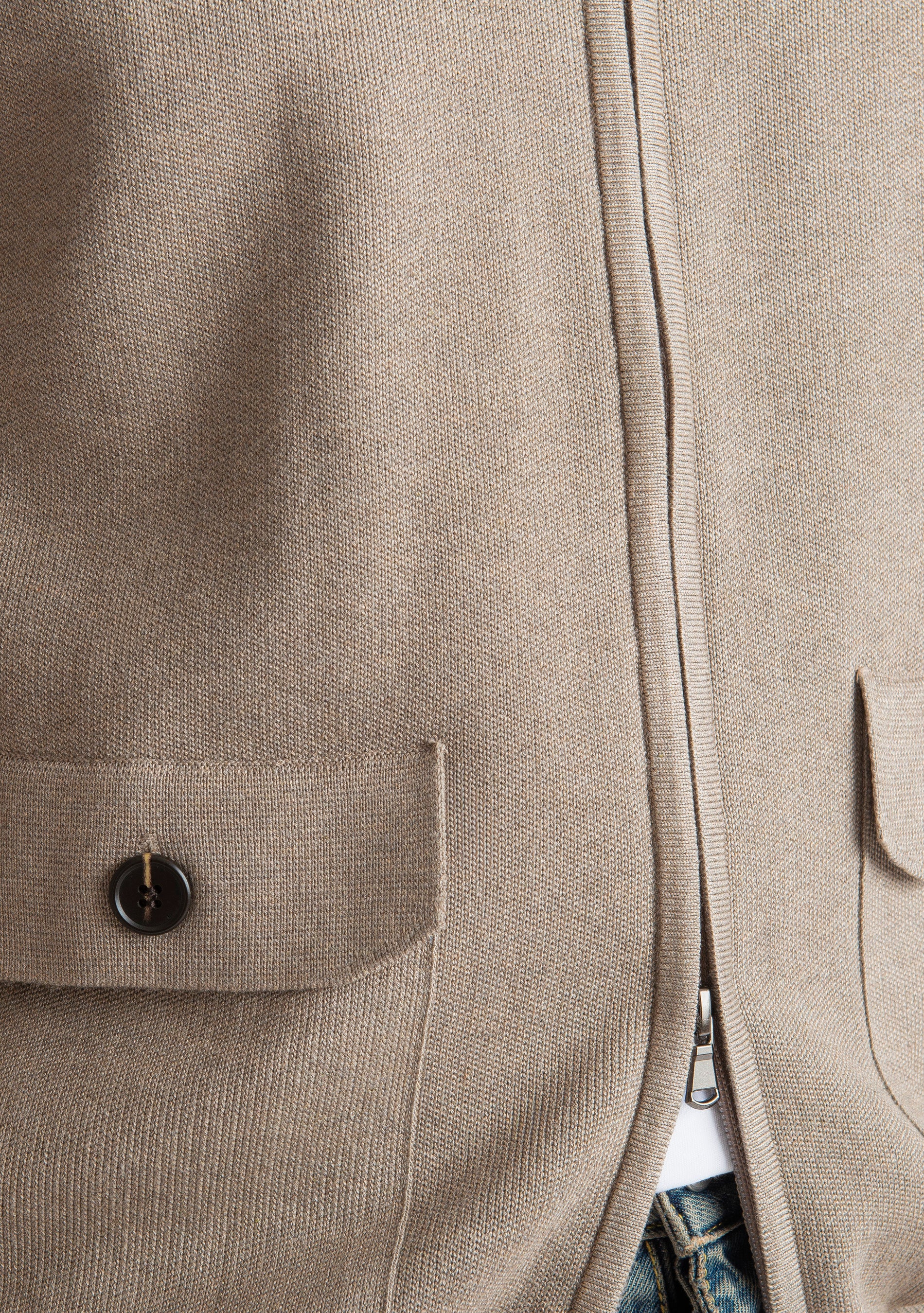 Cardigan con Zip Beige