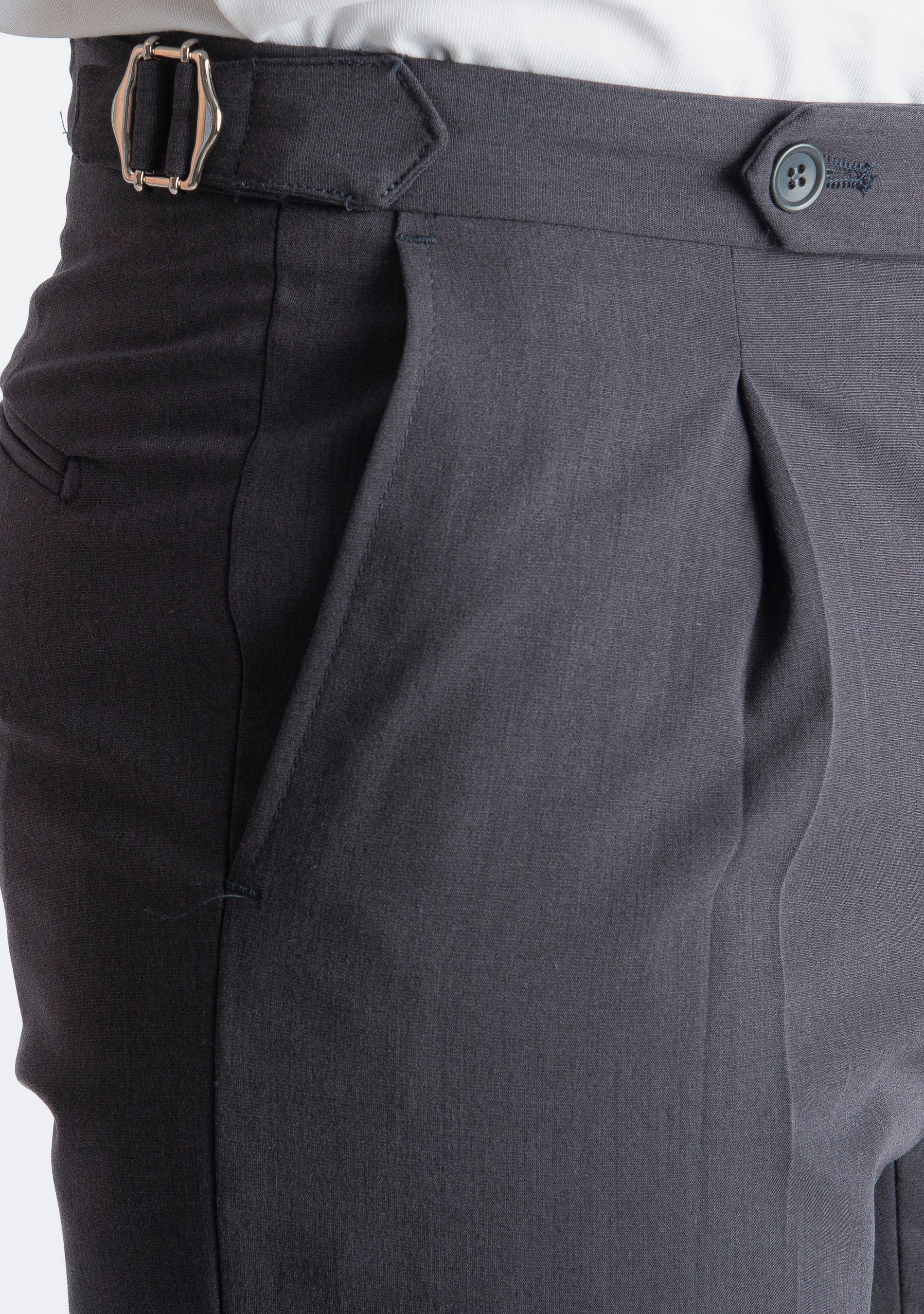 Pantalone Vita Alta con Fibbia TO8027 Grigio