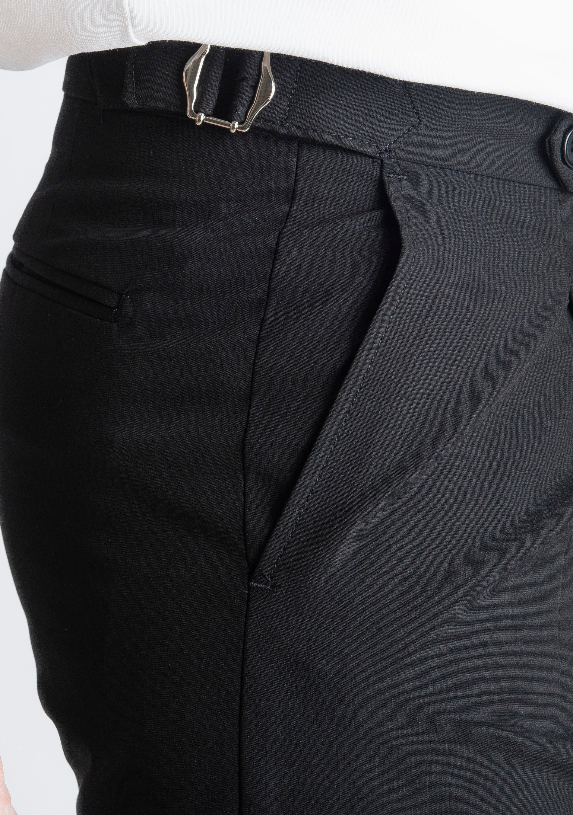 Pantalone Vita Alta con Fibbia TO8027 Nero