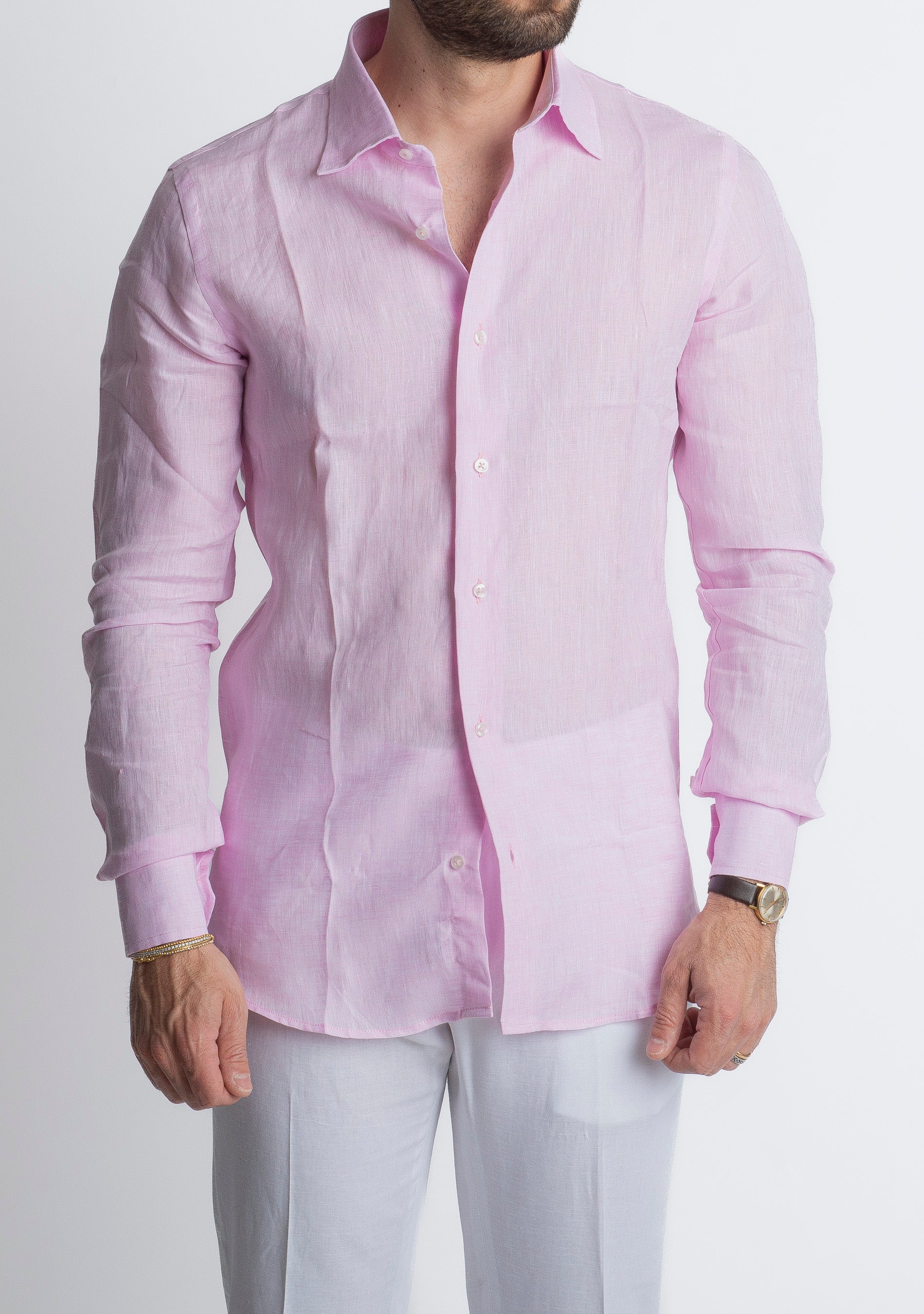 Camicia 100% Lino Irlandese Rosa