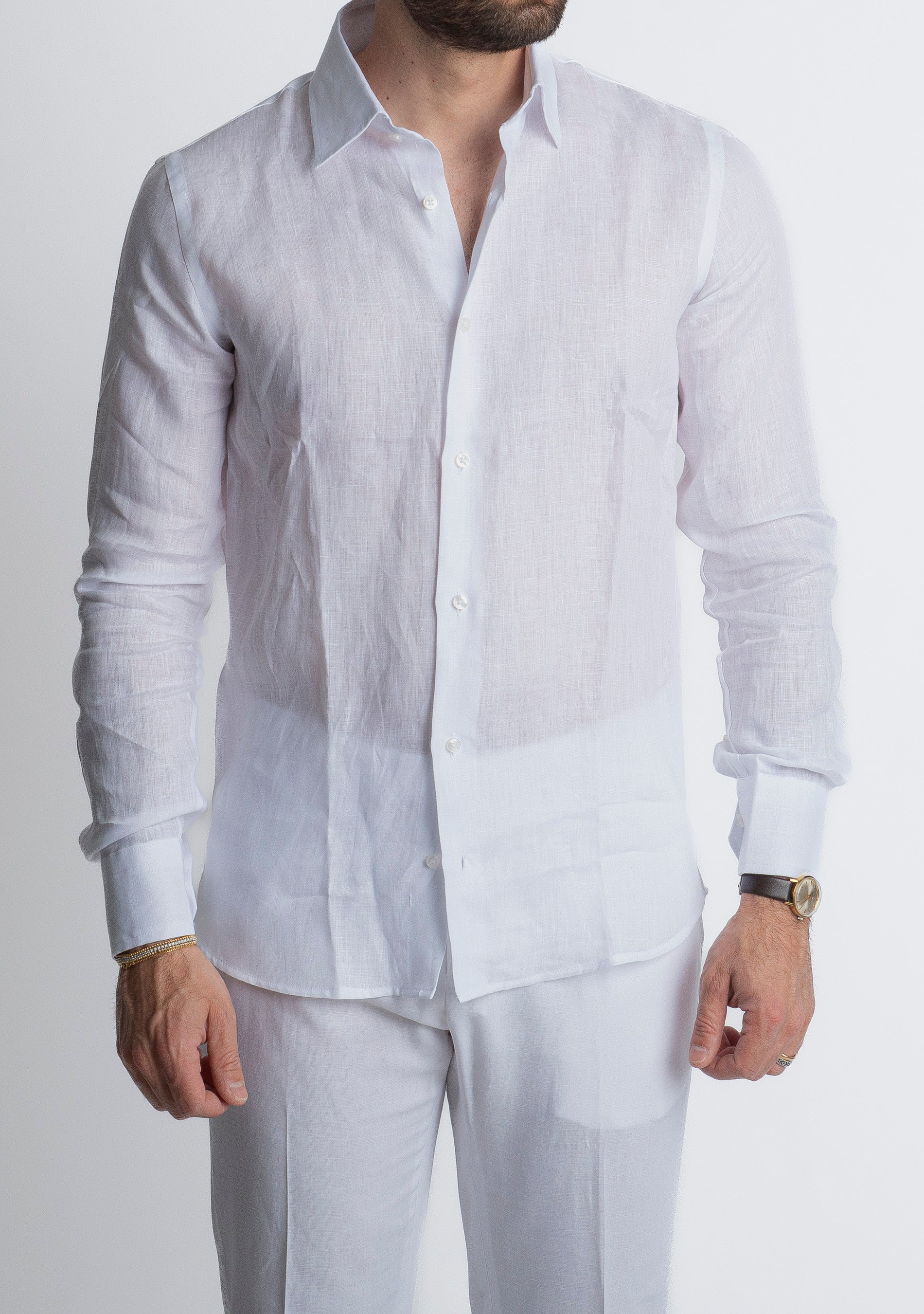 Camicia 100% Lino Irlandese Bianca