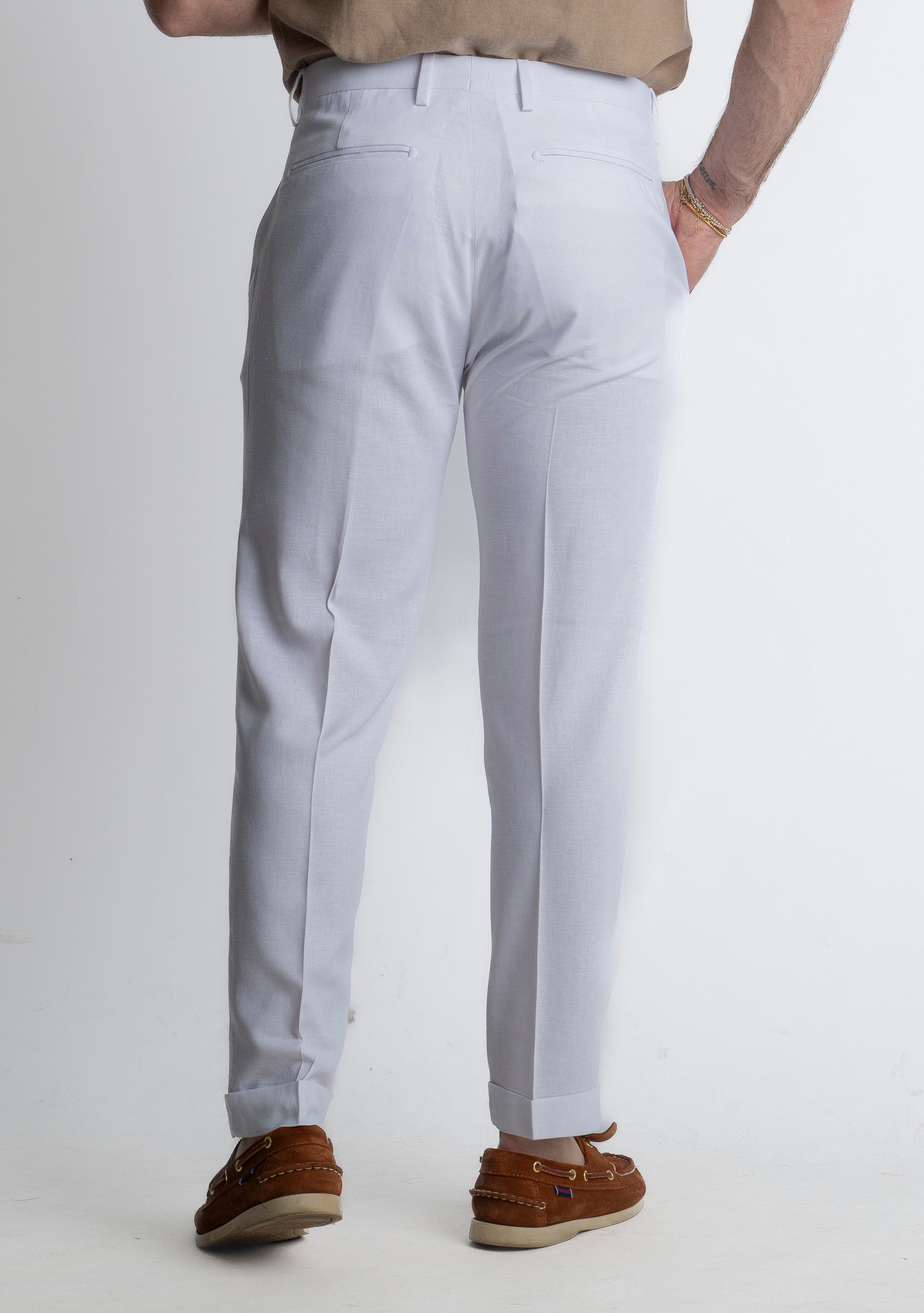 Pantalone in Lino TO8030 Bianco