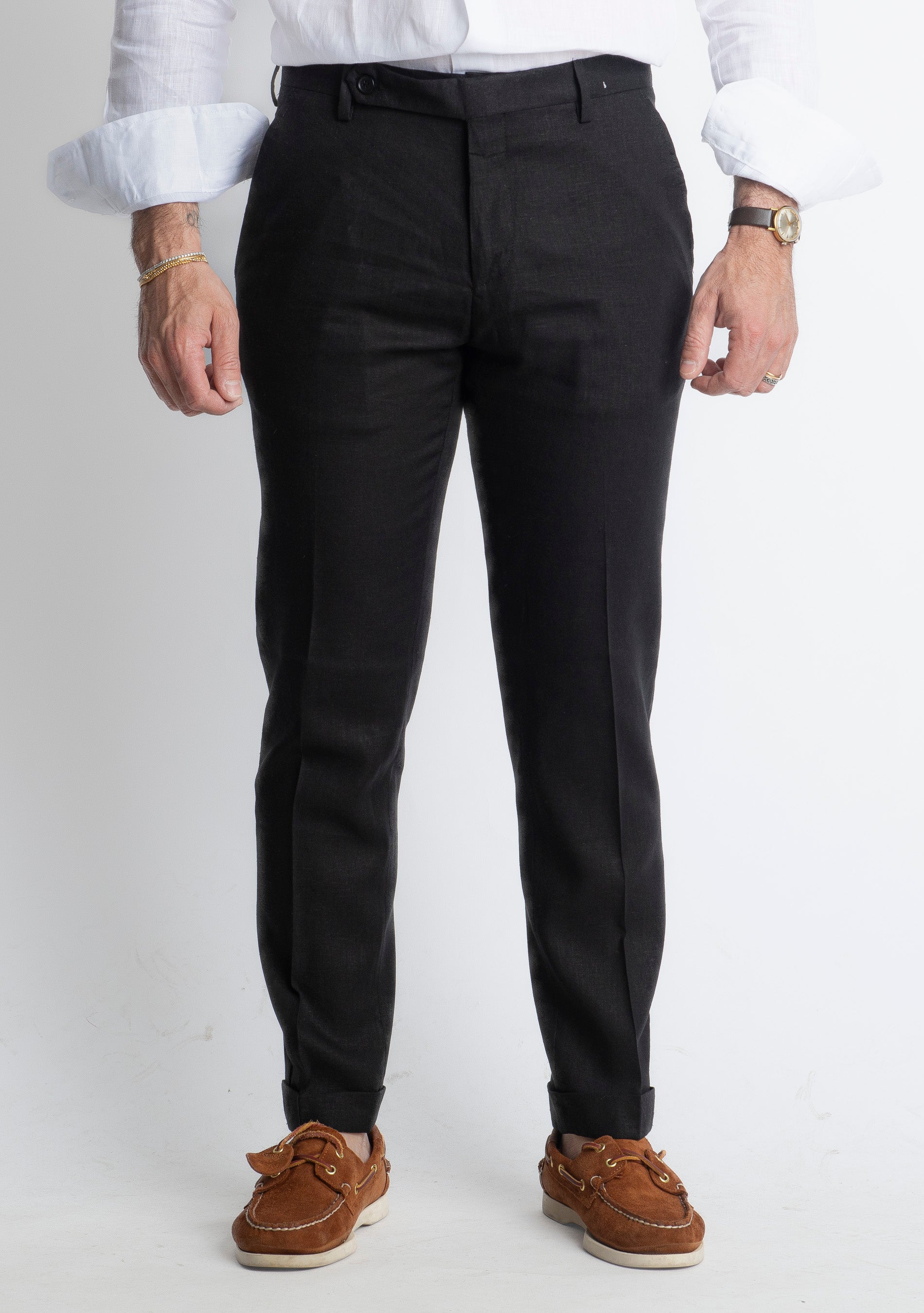 Pantalone in Lino TO8030 Nero
