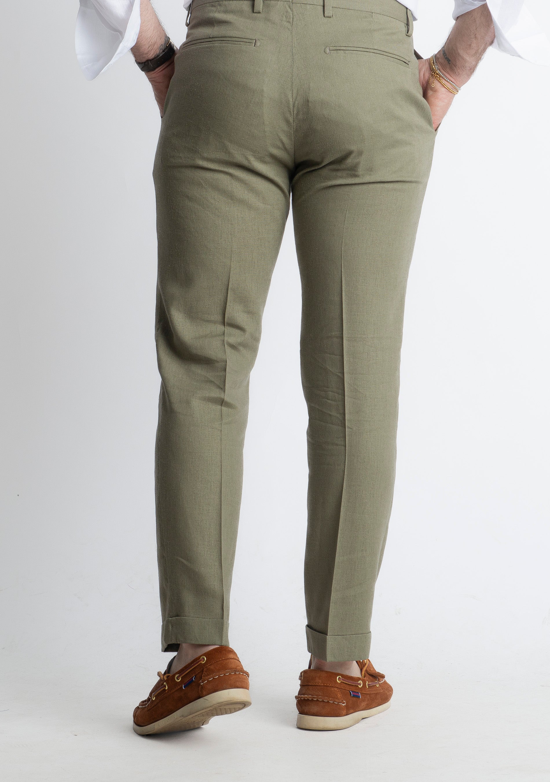 Pantalone in Lino TO8030 Verde