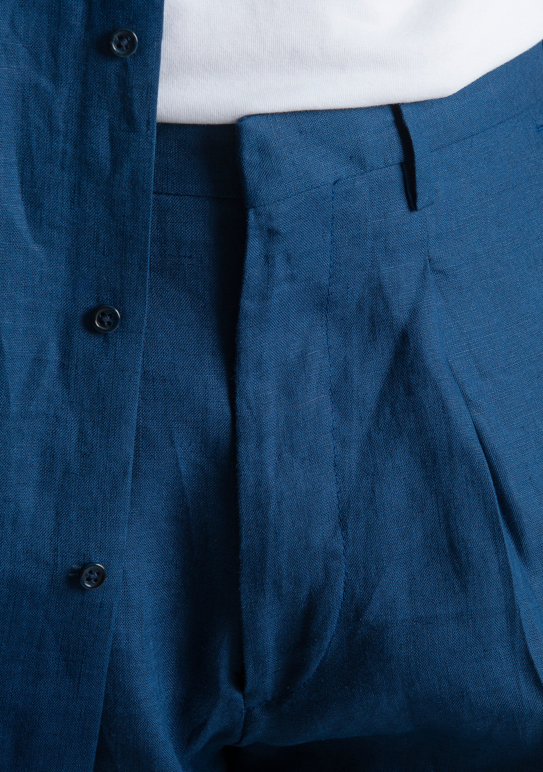 Pantalone 100% Lino Irlandese Fondo Ampio Blu