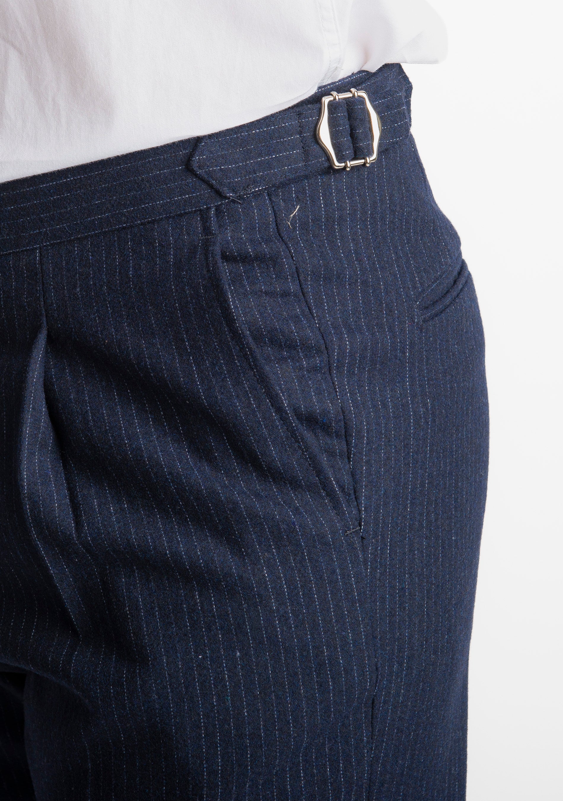 Pantalone Mecenate Gessato in Lana TO8025 Blu