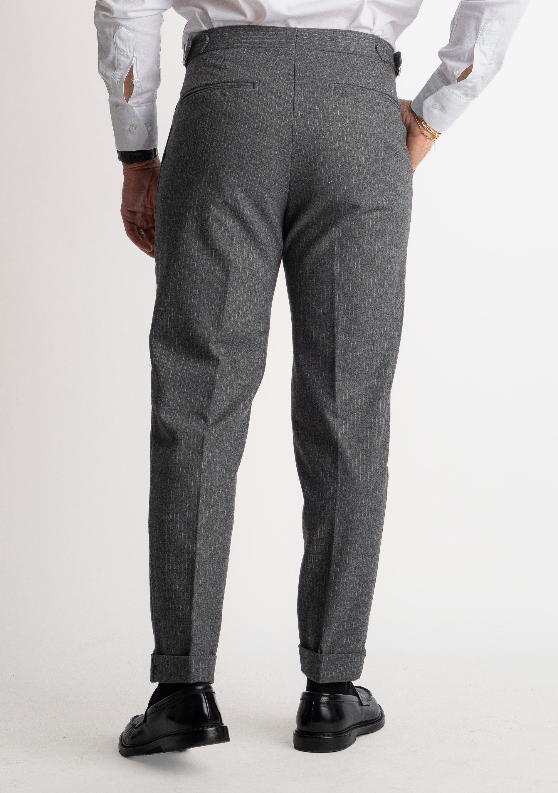 Pantalone Mecenate Gessato in Lana TO8025 Grigio Antracite