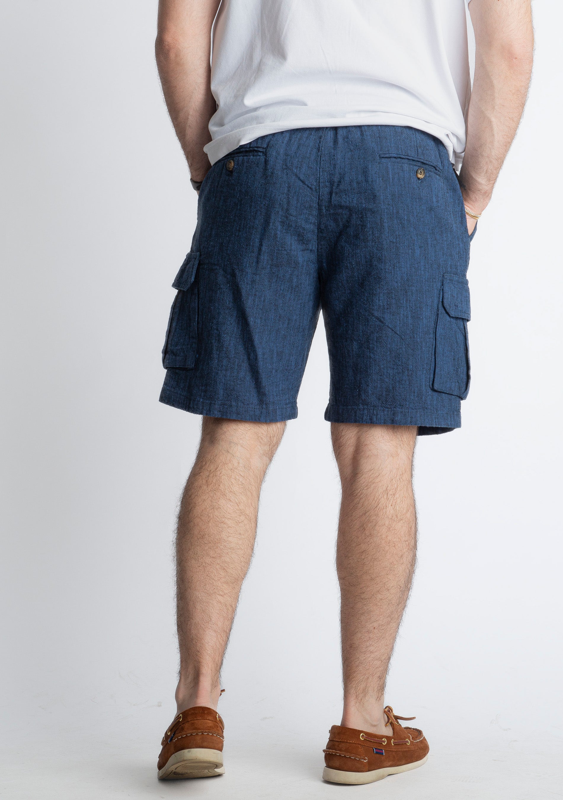 Bermuda Cargo 100% Lino Blu