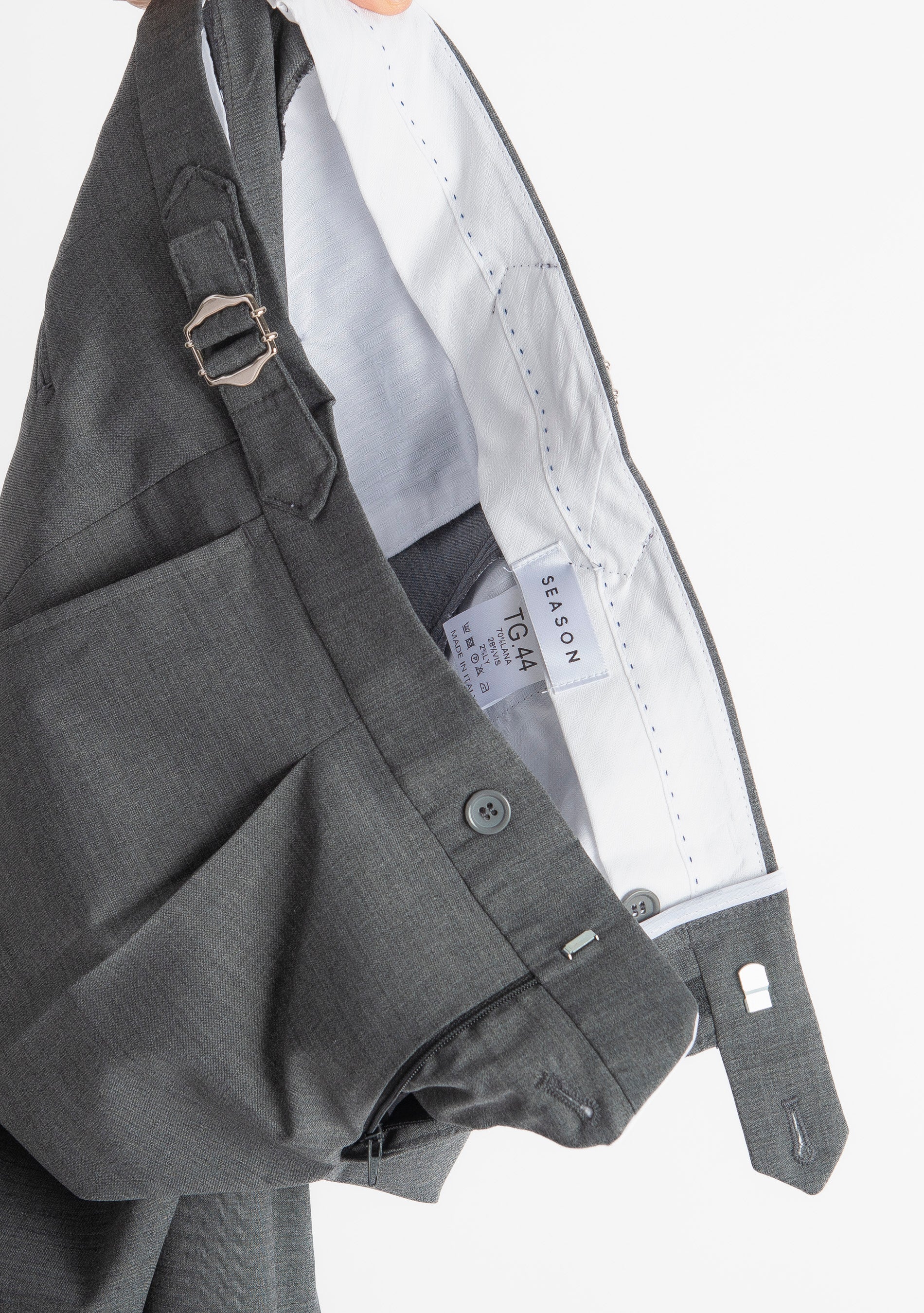 Pantalone Fresco Lana Morositas TO8025 Doppia Fibbia Grigio