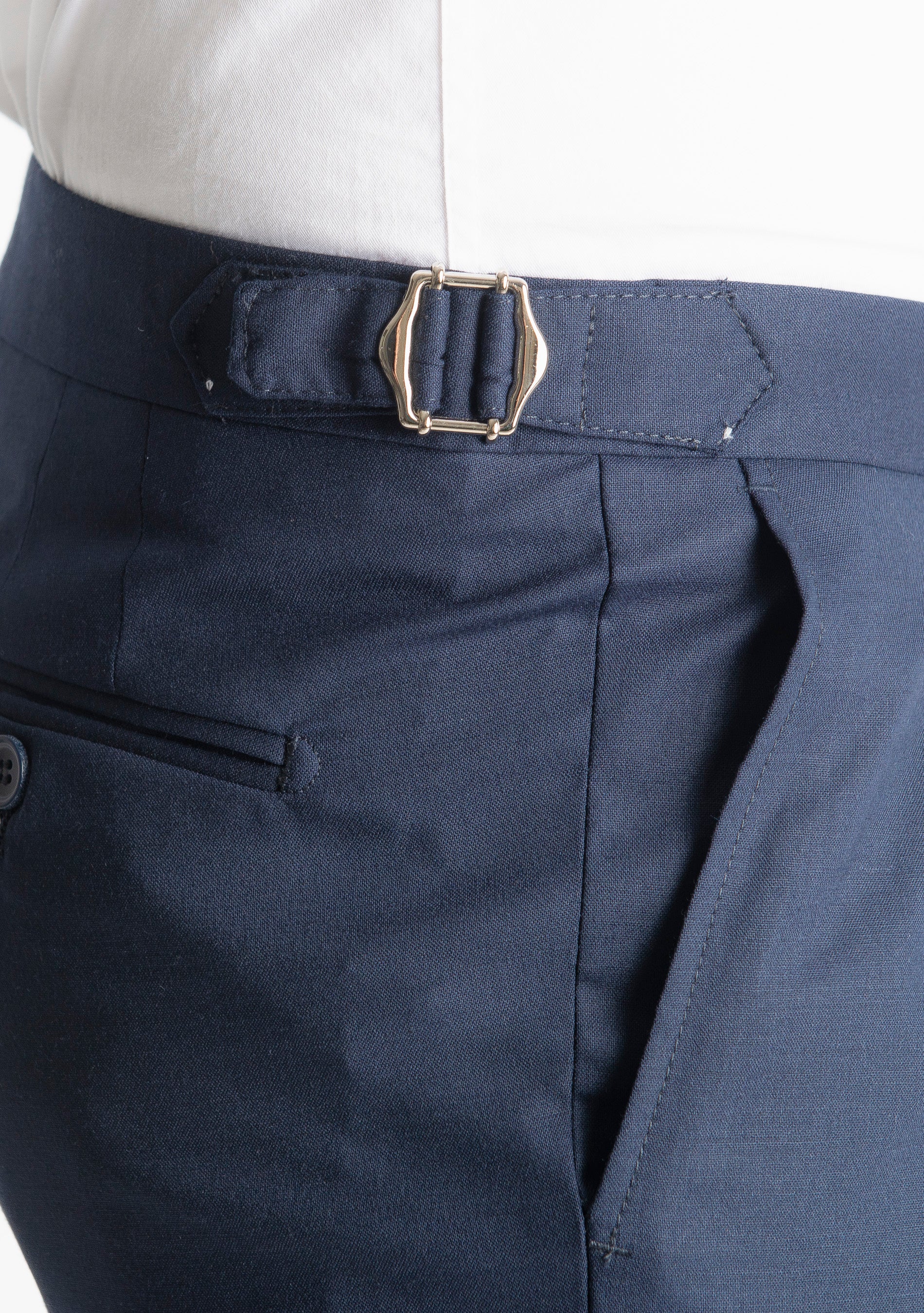 Pantalone Fresco Lana Morositas TO8025 Doppia Fibbia Blu