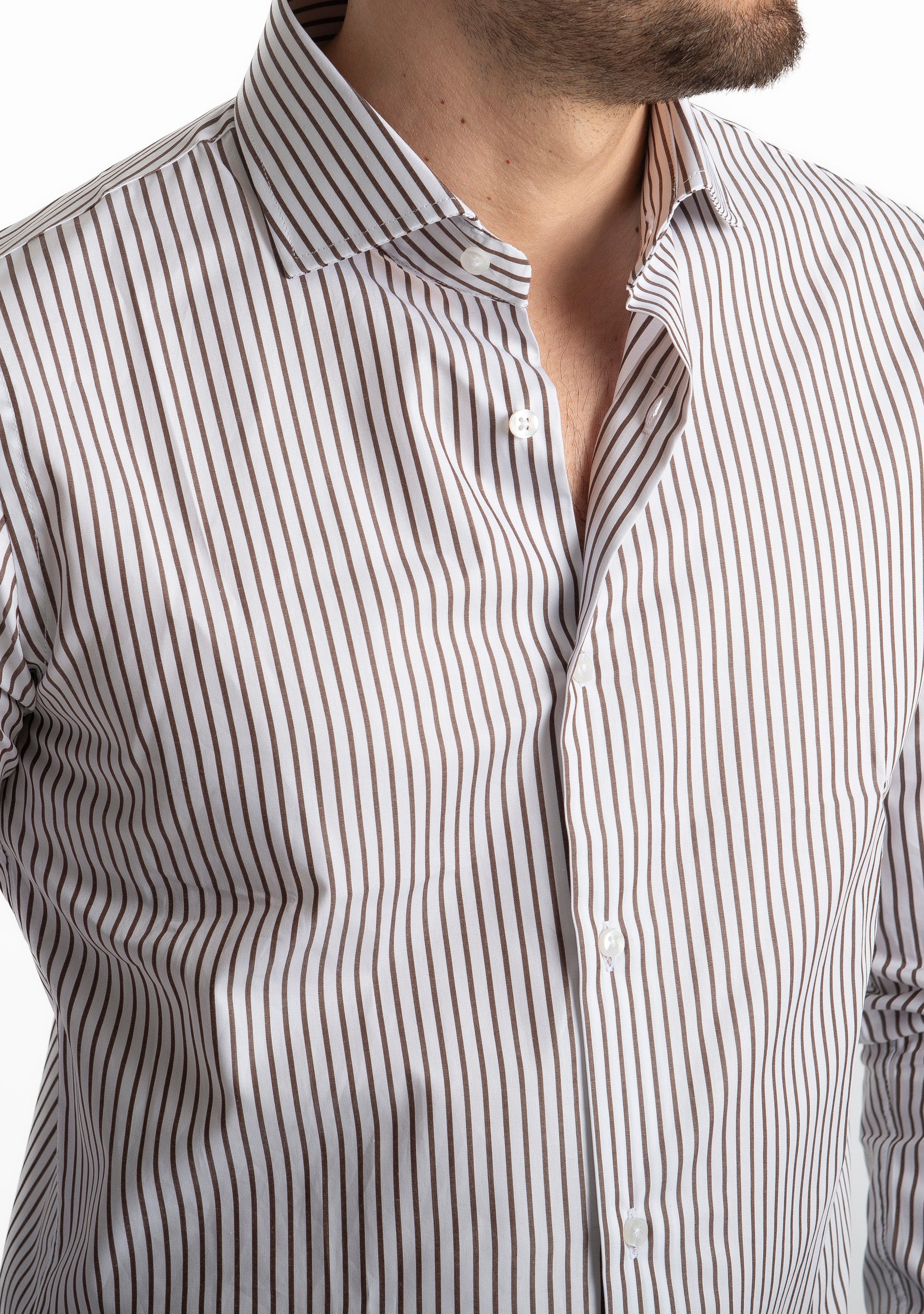 Camicia Rigata Marrone