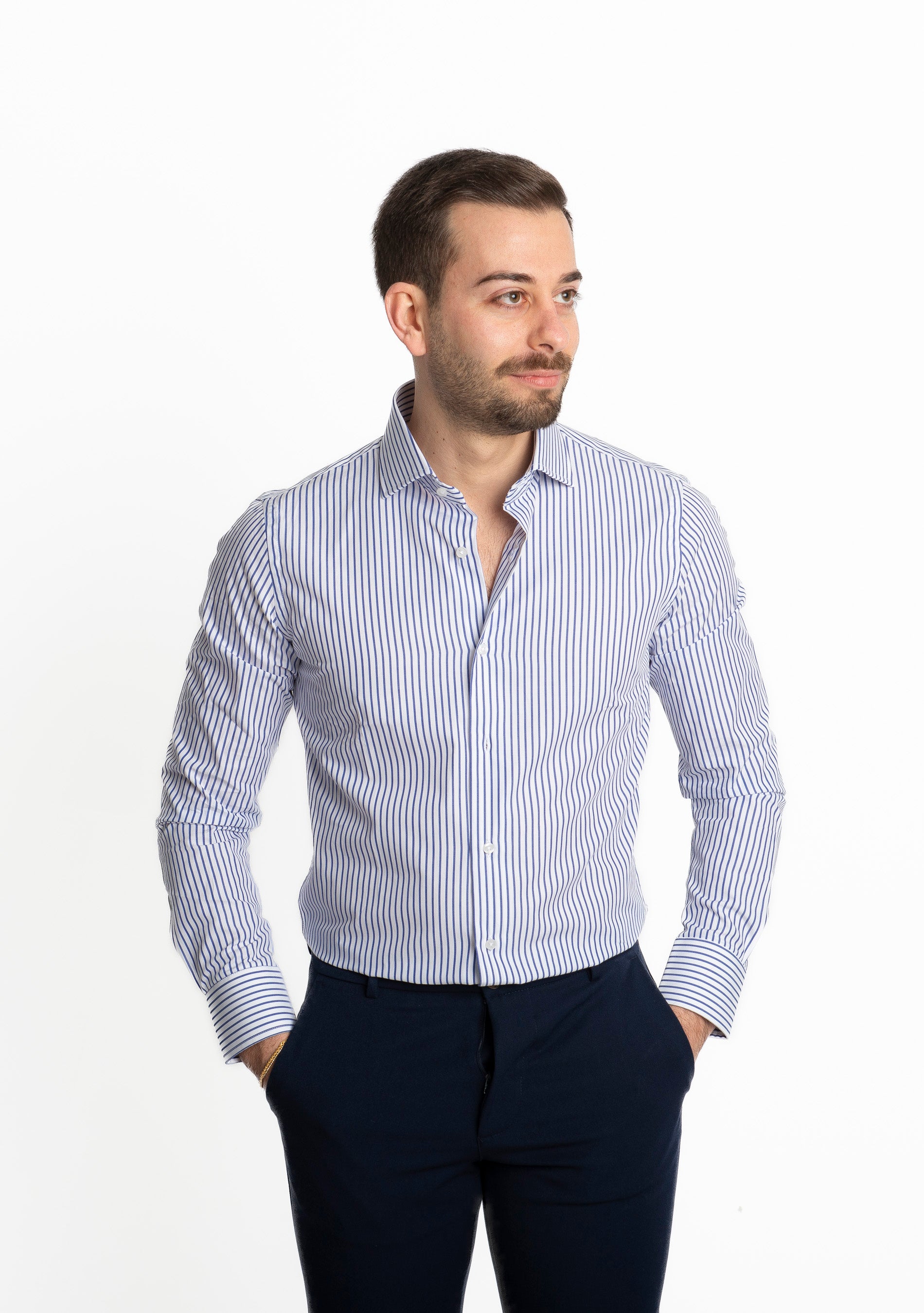 Camicia Rigata Blu