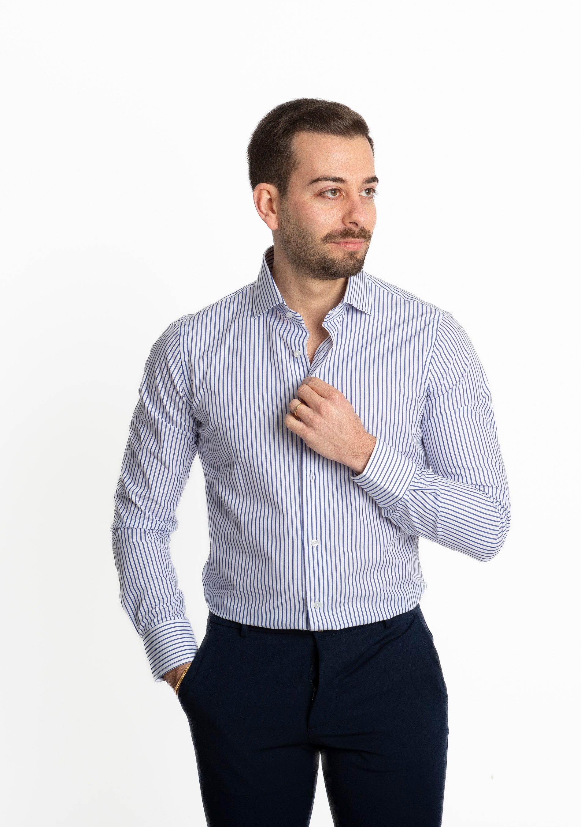 Camicia Rigata Blu
