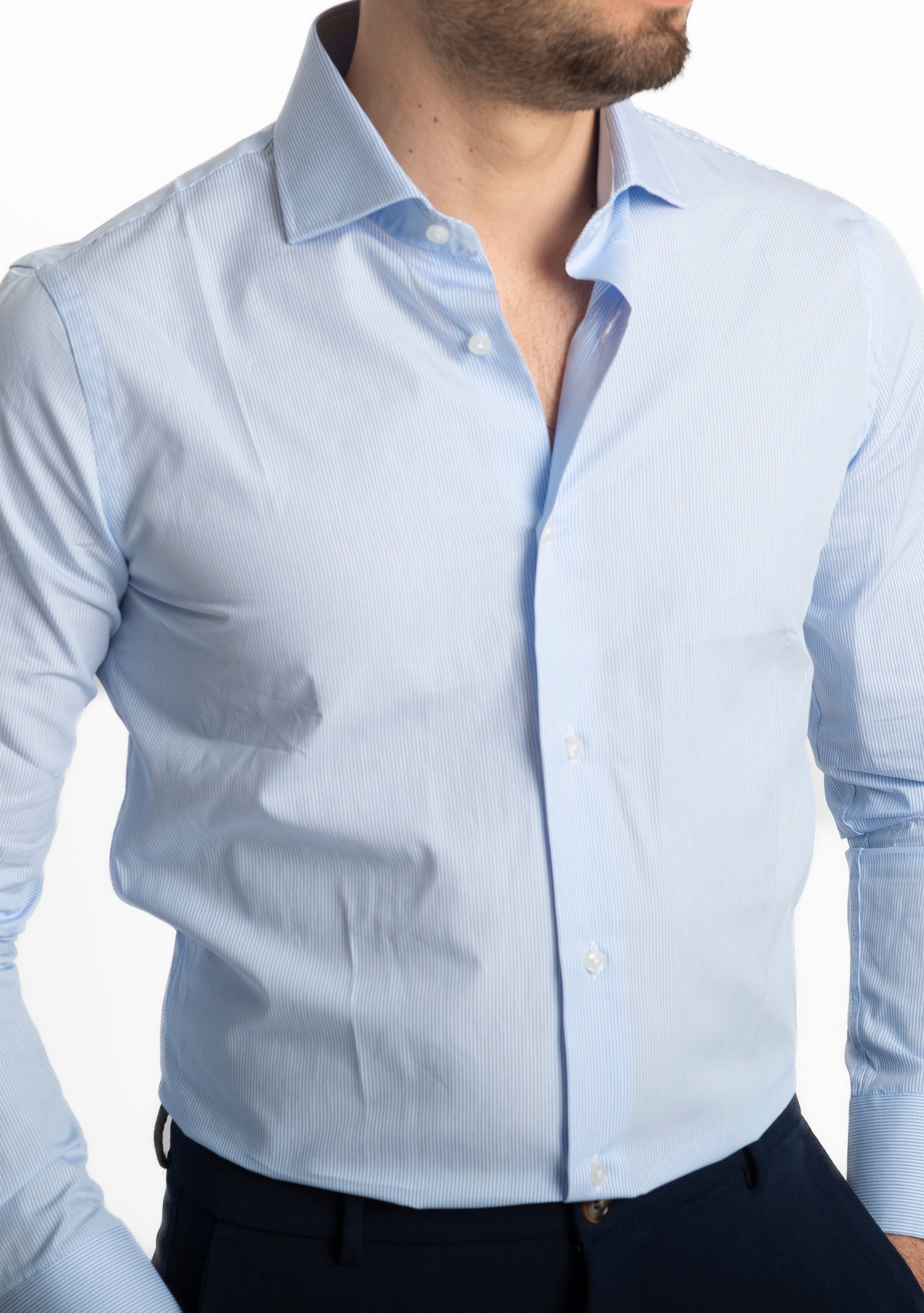 Camicia Mille Righe Celeste