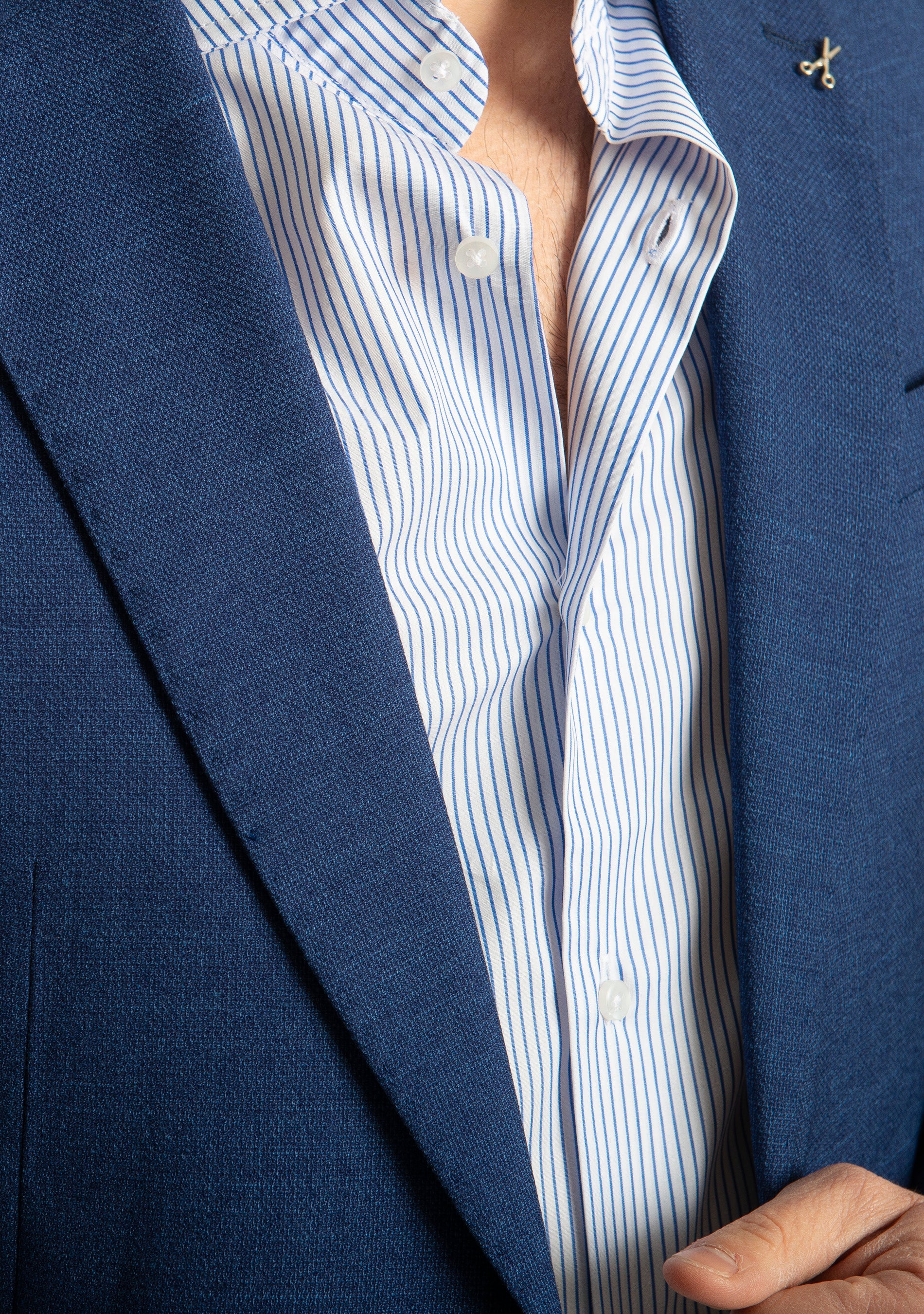 Camicia Uomo Rigata Celeste 01