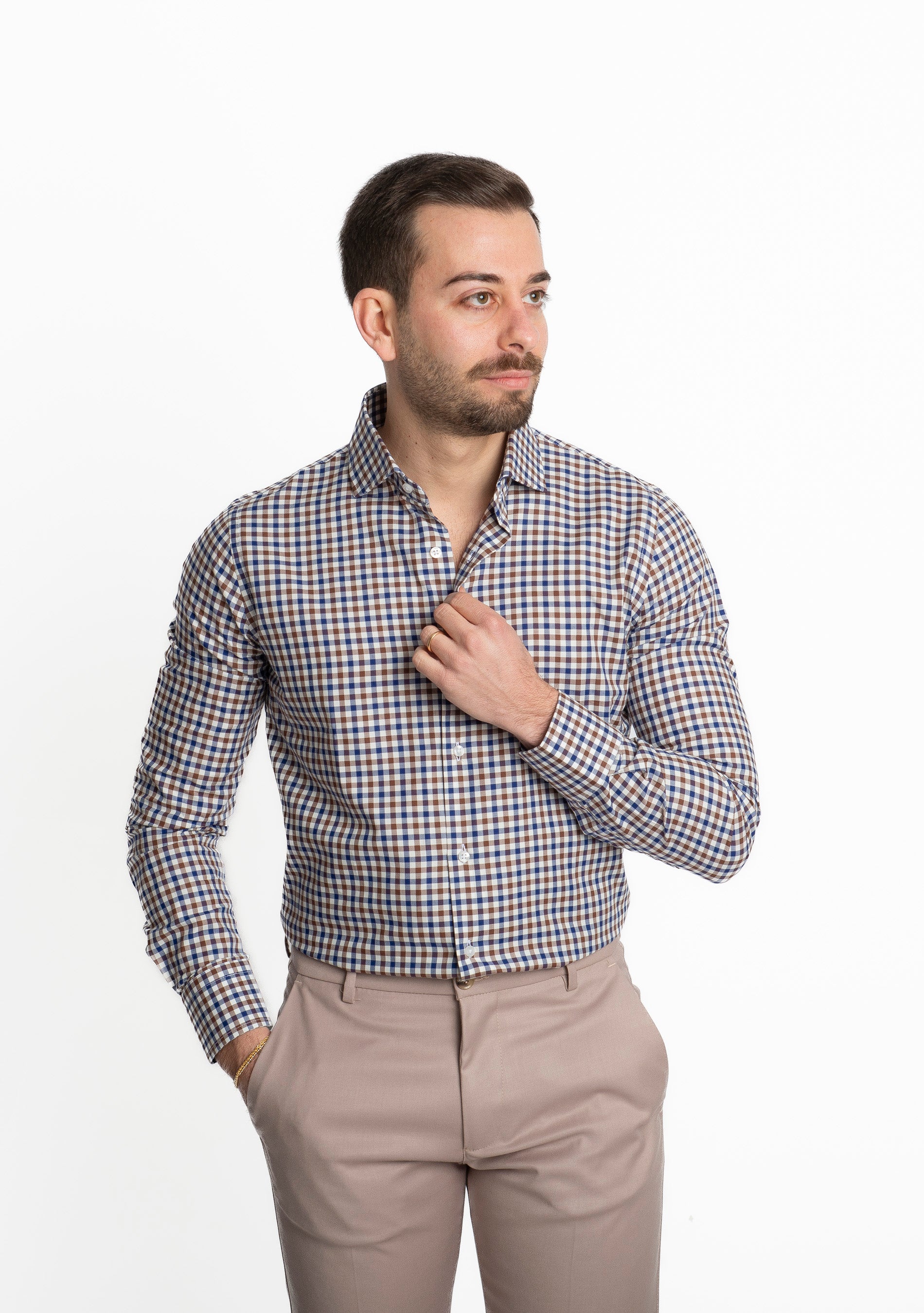Camicia Quadri Blu-Marrone