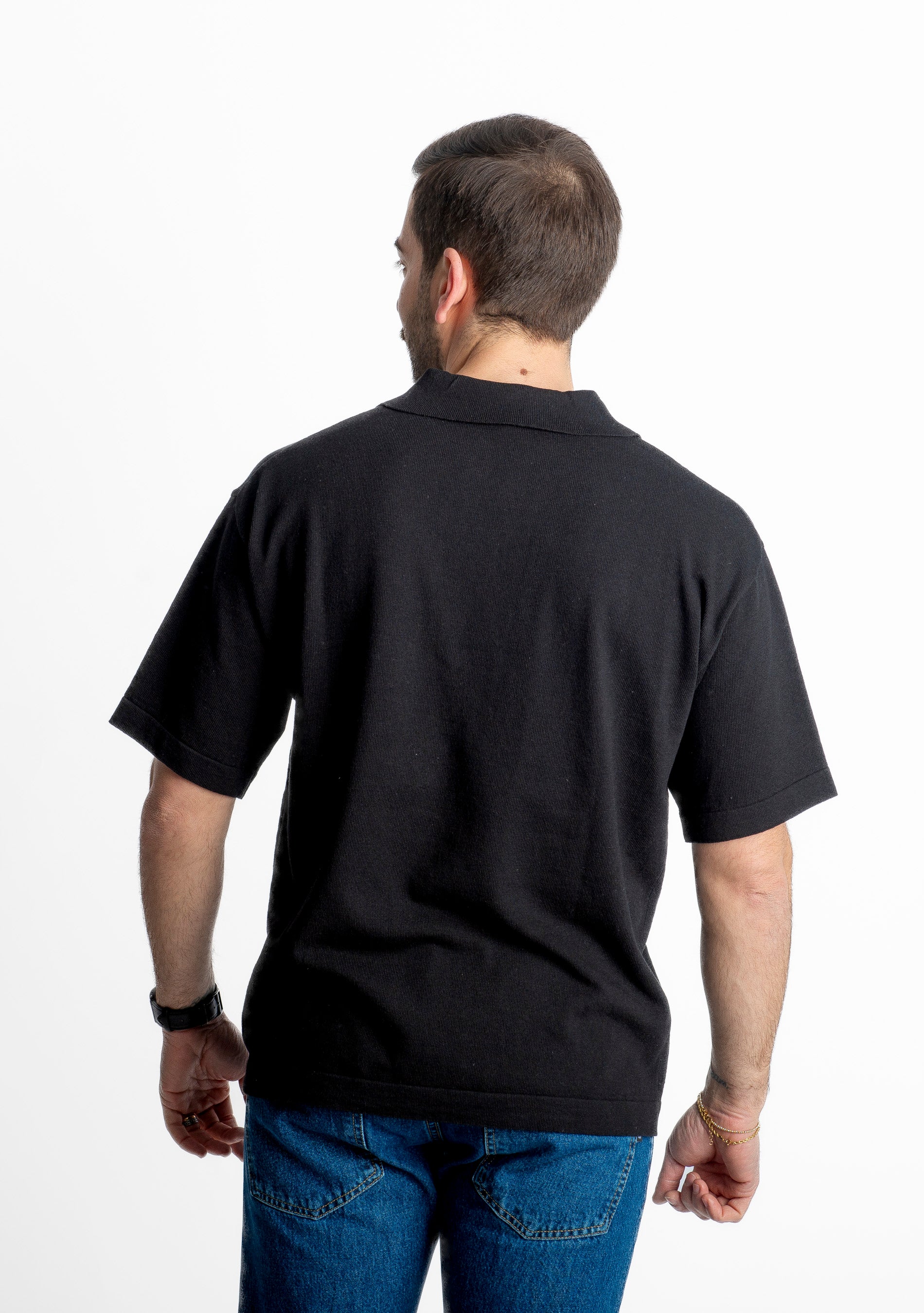 Polo in maglia Scollo V Old Money Nera