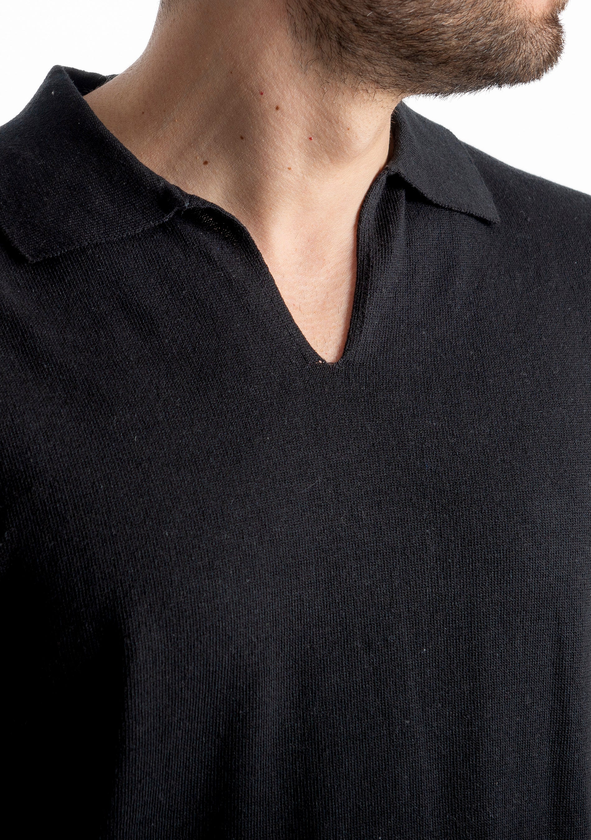 Polo in maglia Scollo V Old Money Nera
