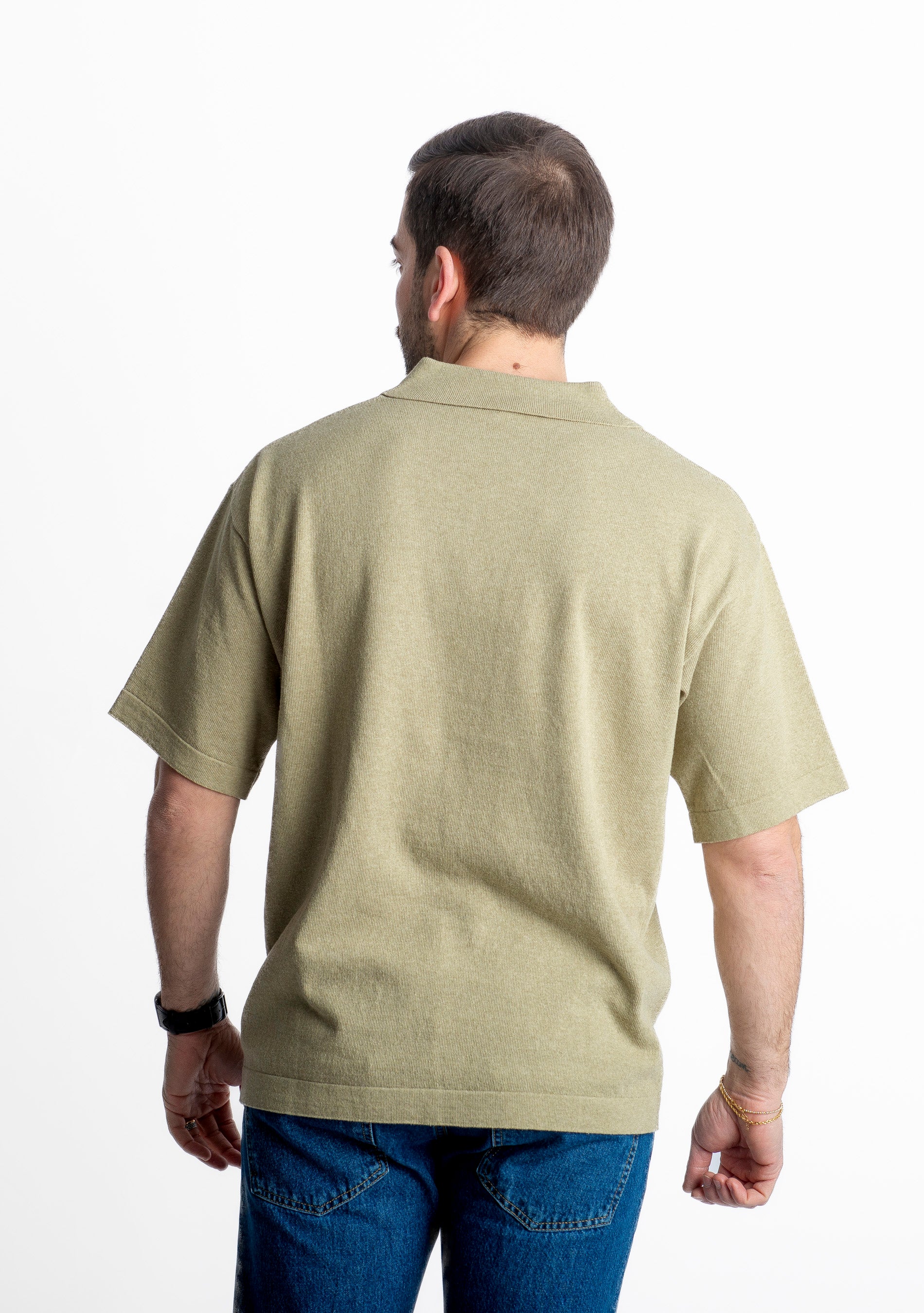 Polo in maglia Scollo V Old Money Verde Oliva