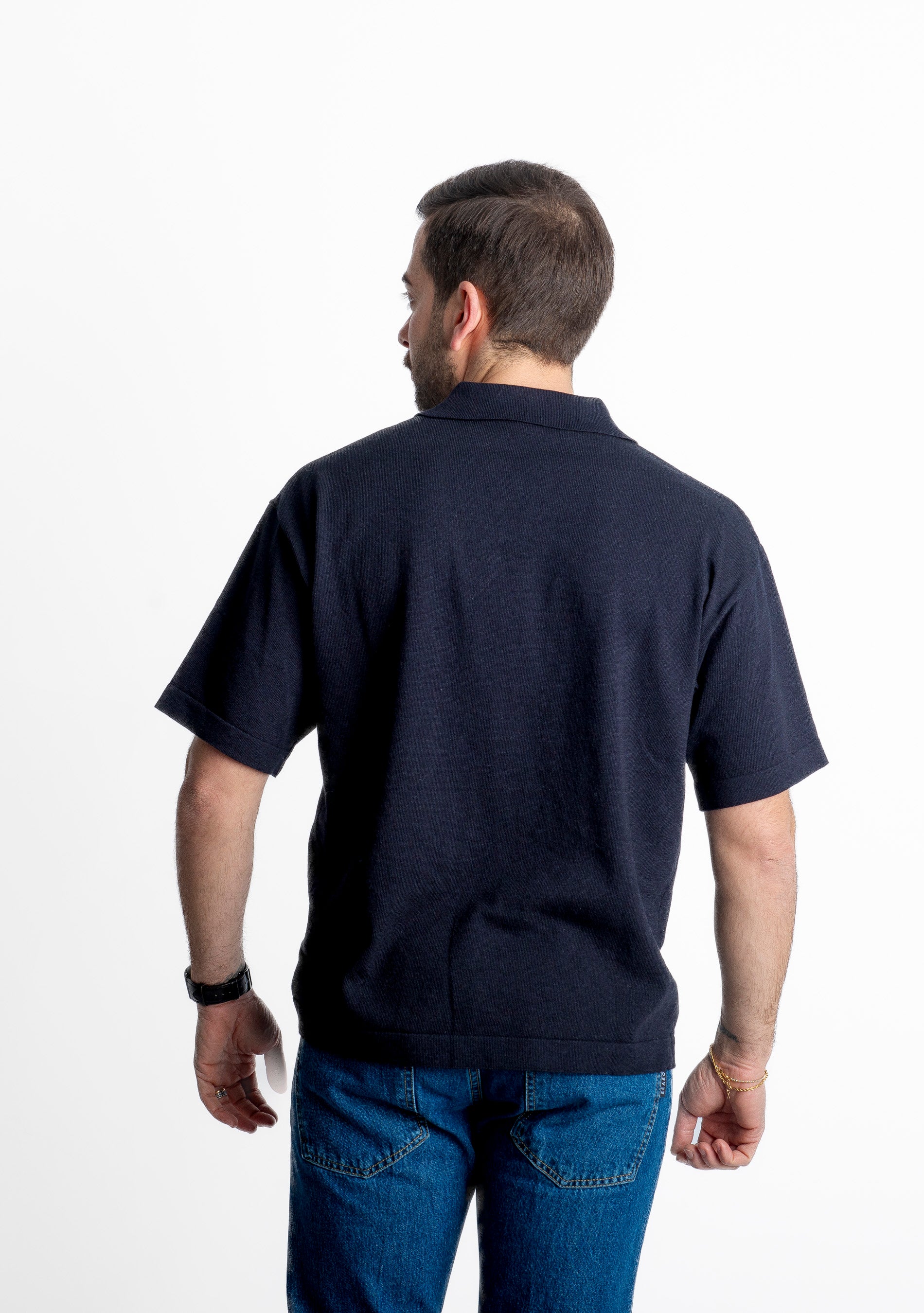 Polo in maglia Scollo V Old Money Blu