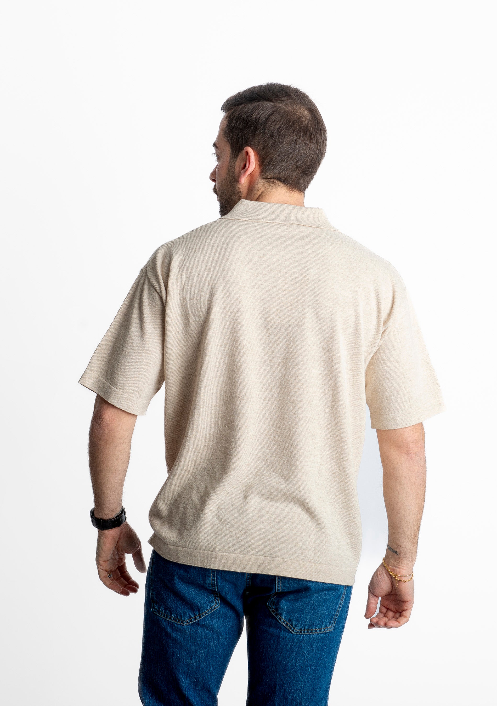 Polo in maglia Scollo V Old Money Beige