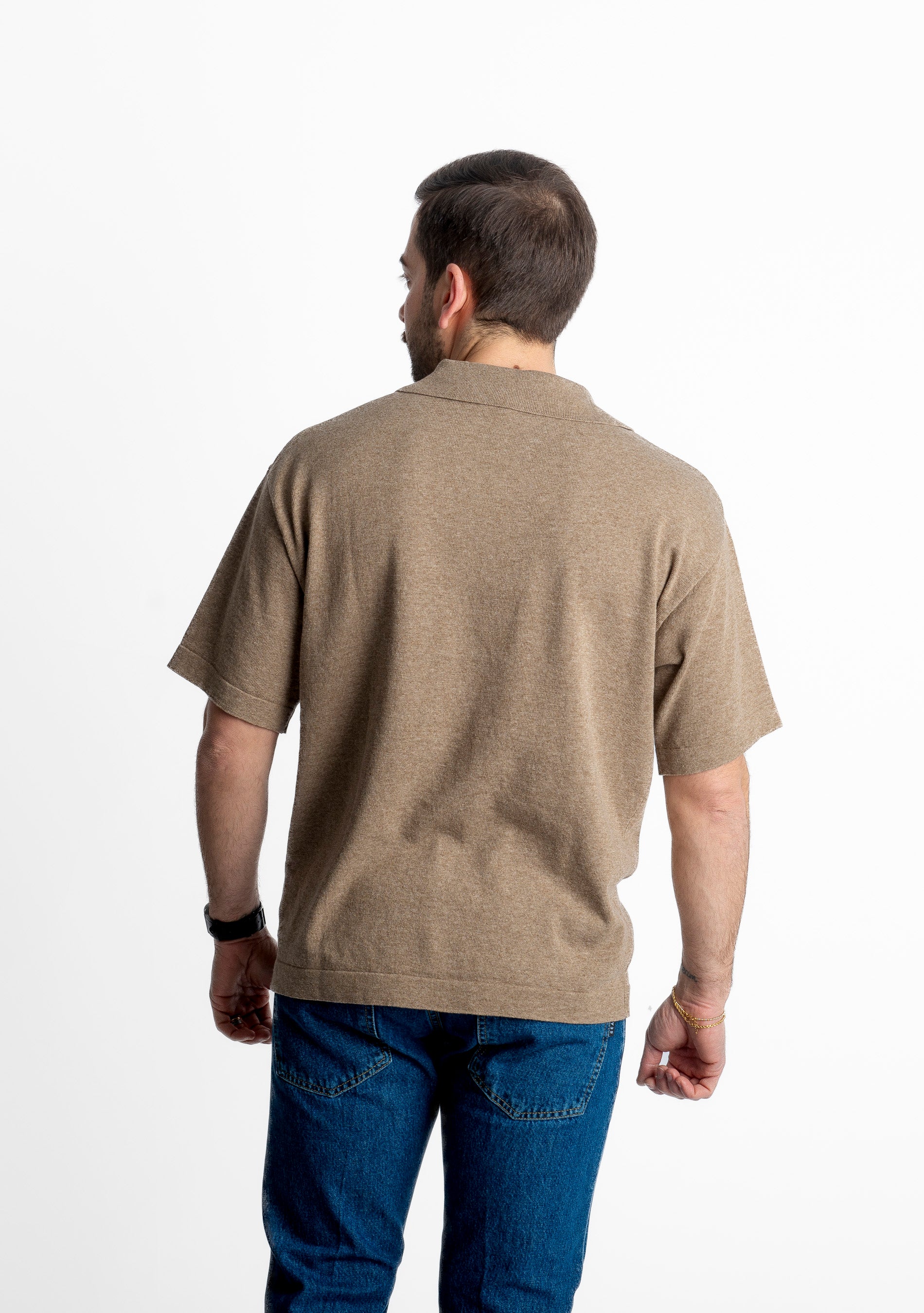 Polo in maglia Scollo V Old Money Argilla