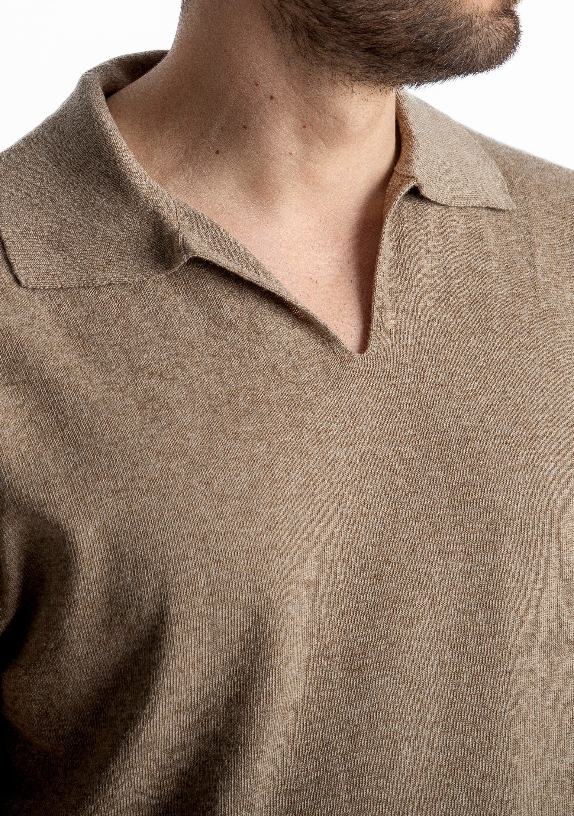 Polo in maglia Scollo V Old Money Argilla