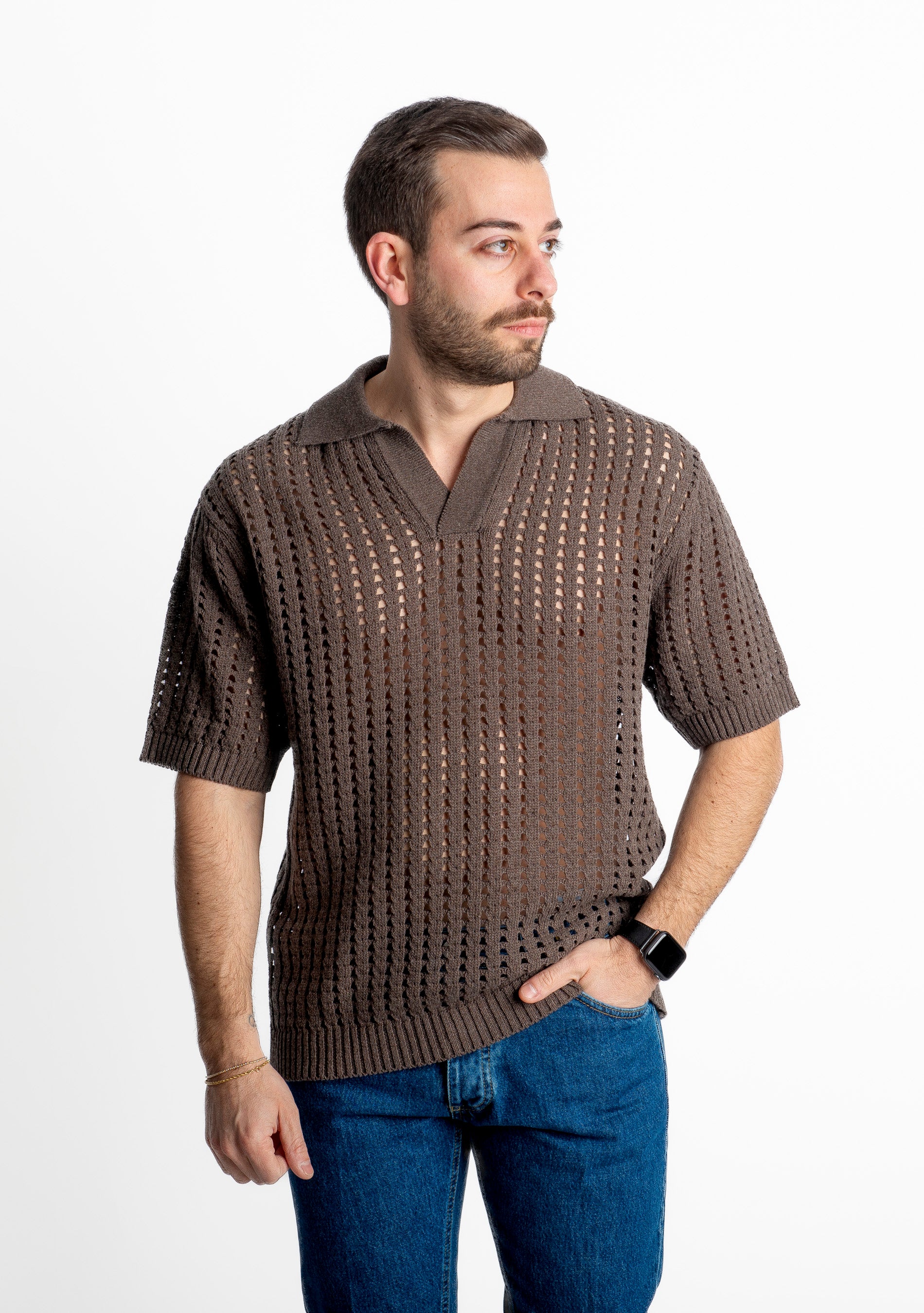 Polo in maglia Traforata Moro