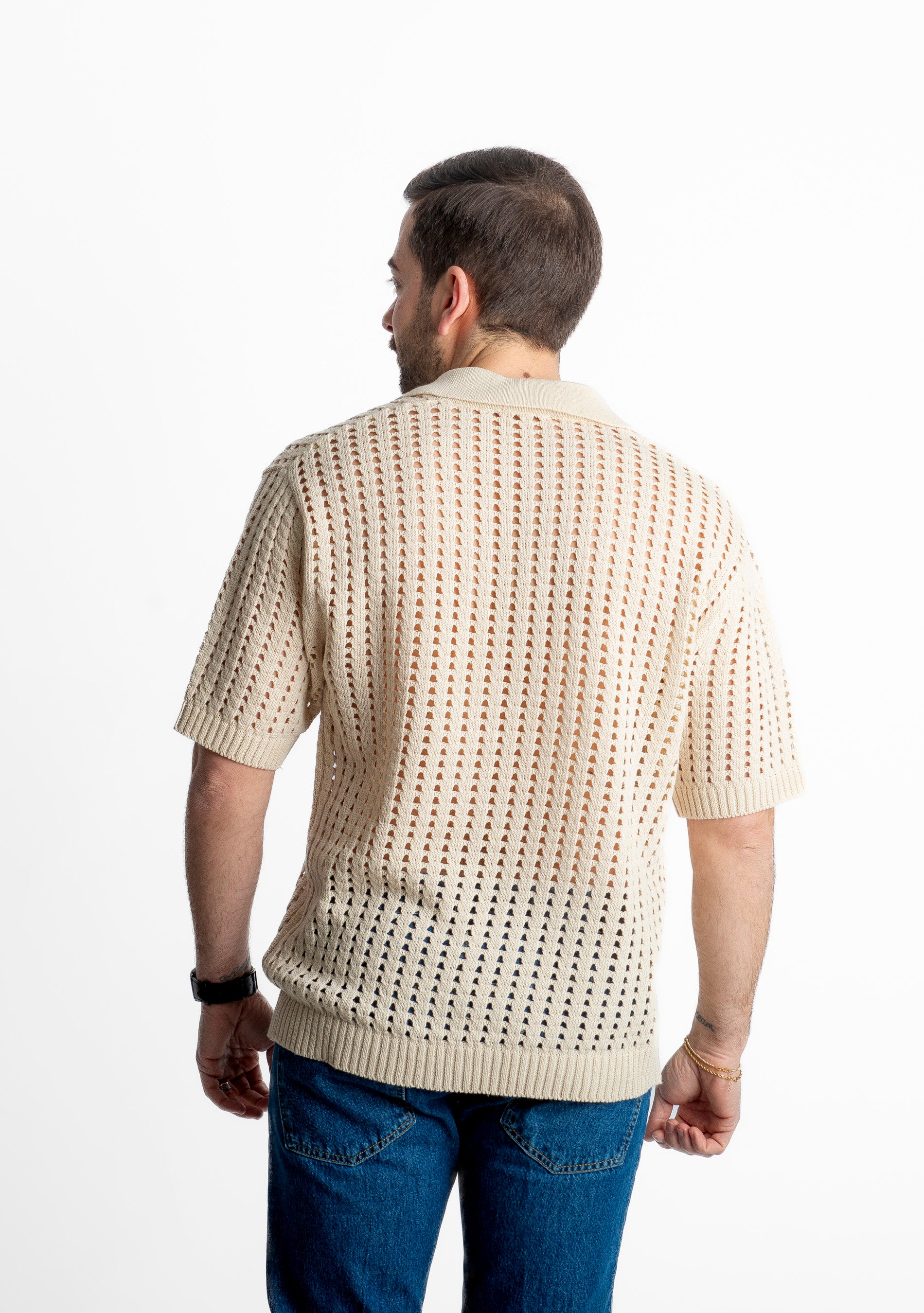 Polo in maglia Traforata Beige