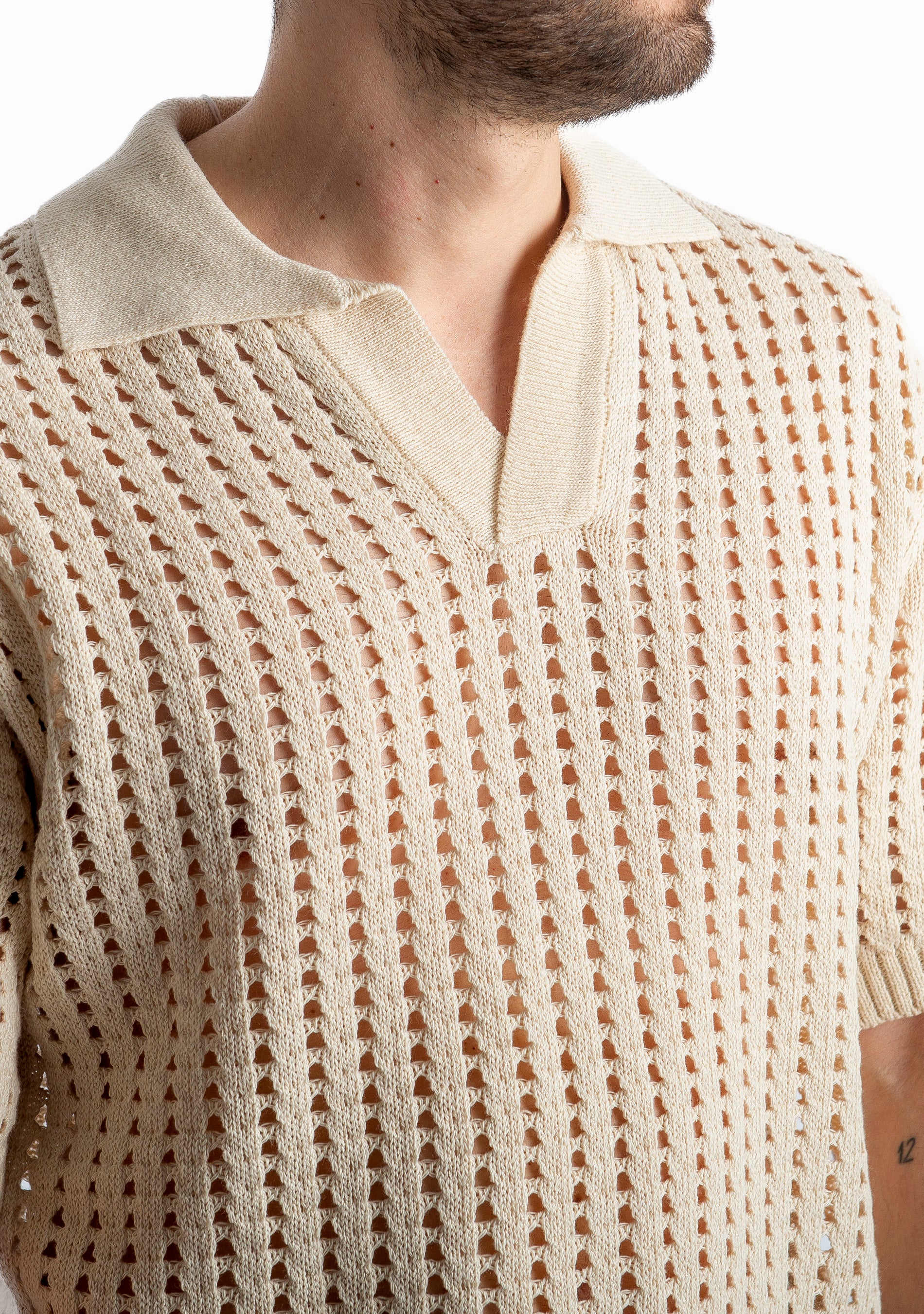 Polo in maglia Traforata Beige