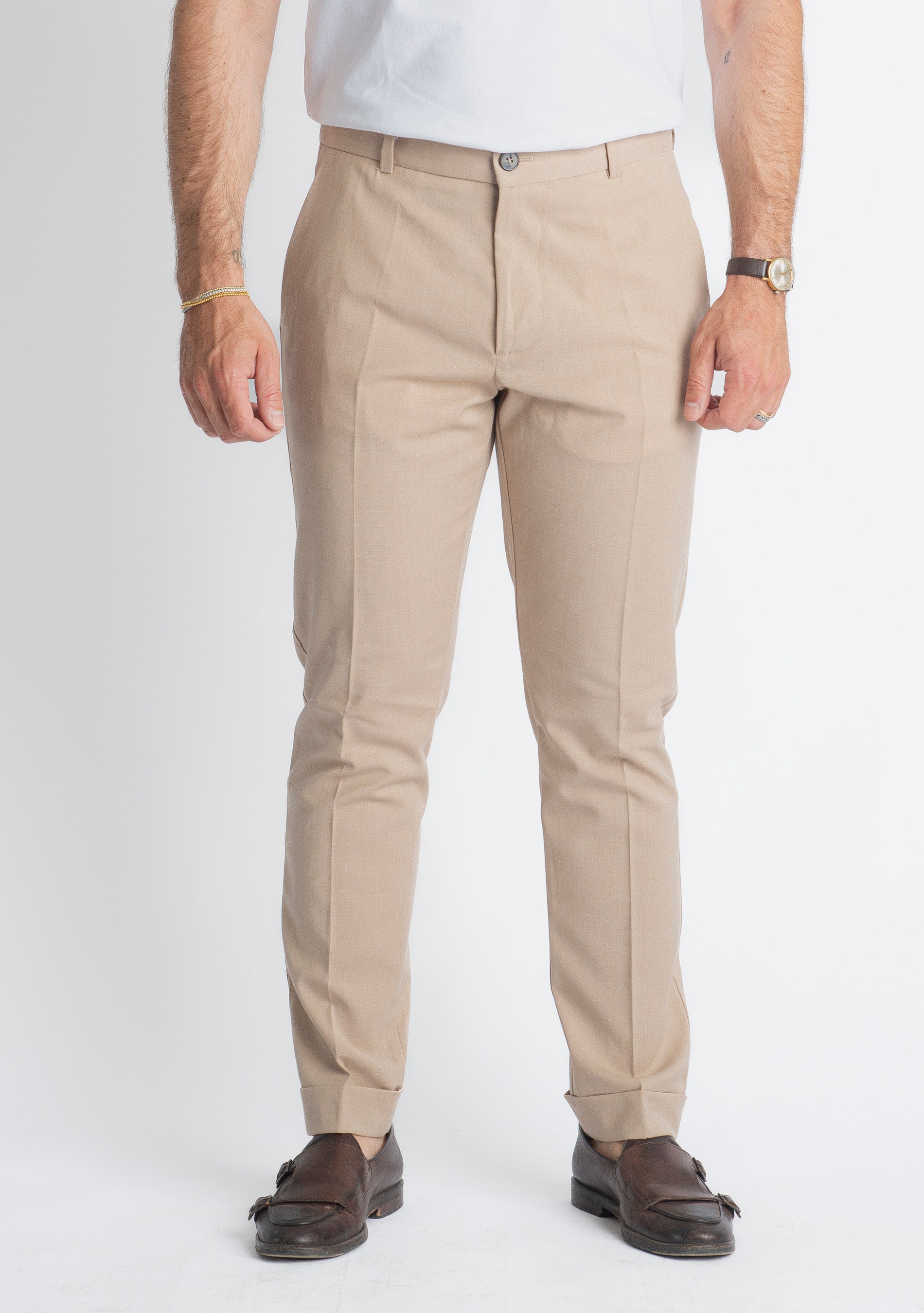 Pantalone Napoli Fresco Lana Beige