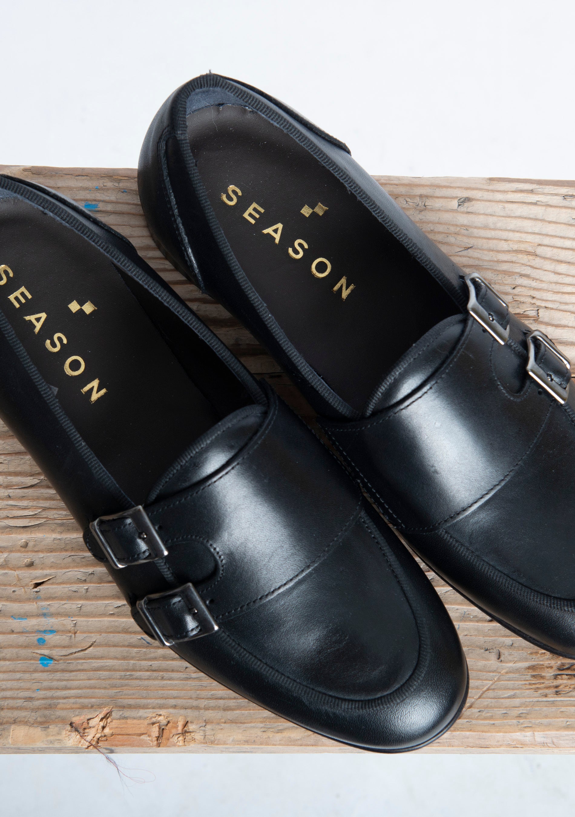 Mocassino Uomo Doppia Fibbia in Pelle Nero