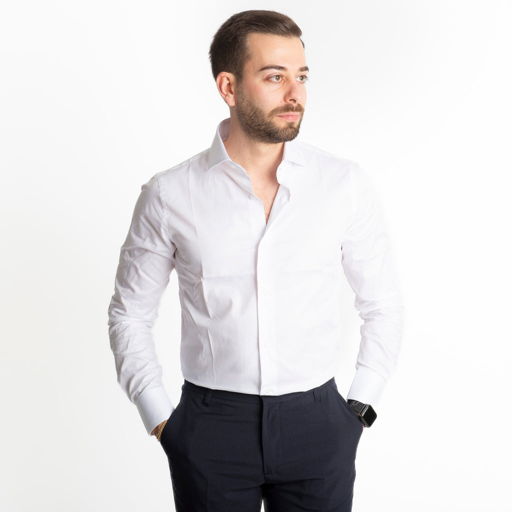 Camicia Uomo Tinta Unita Bianca