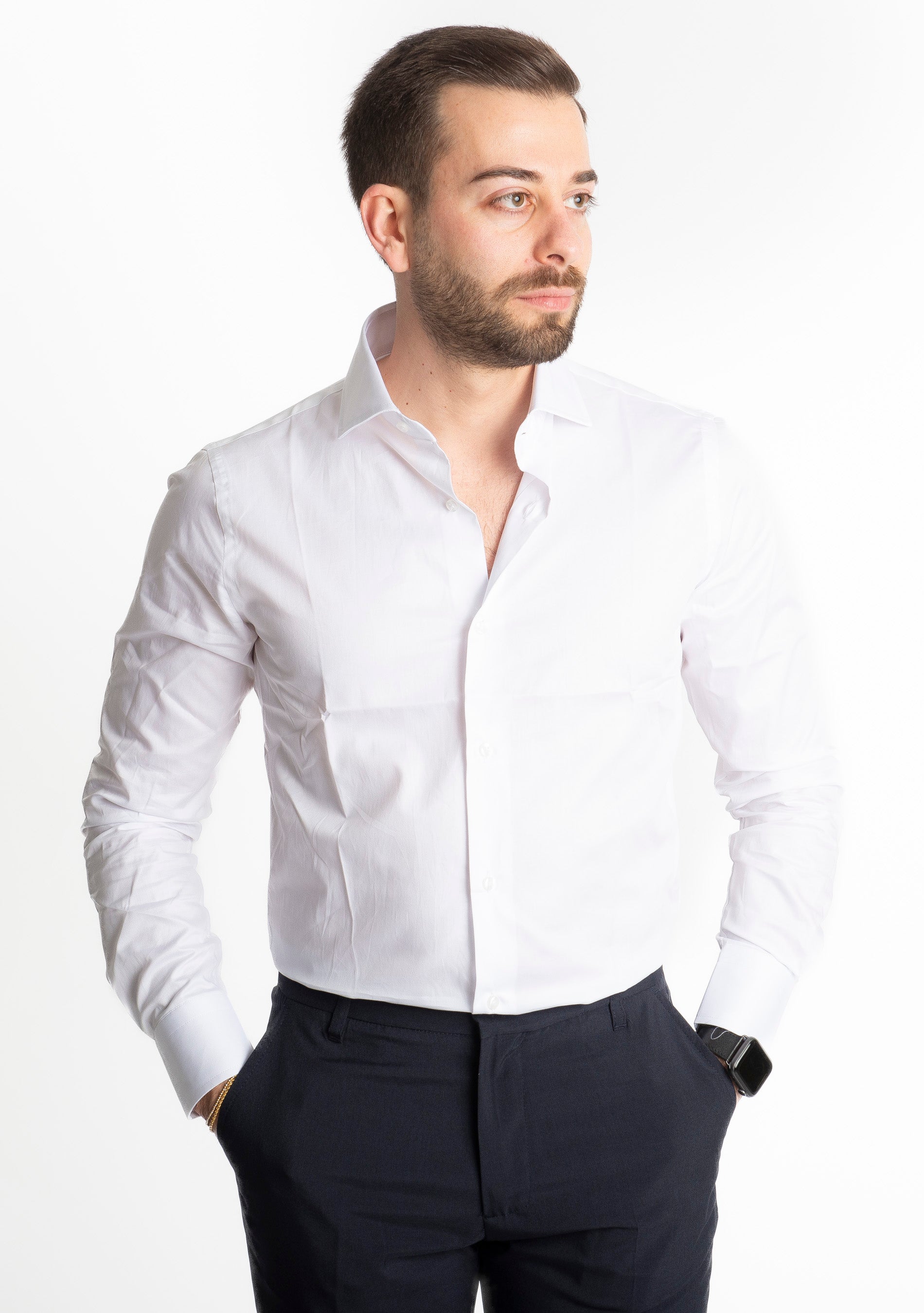 Camicia Uomo Tinta Unita Bianca Regular